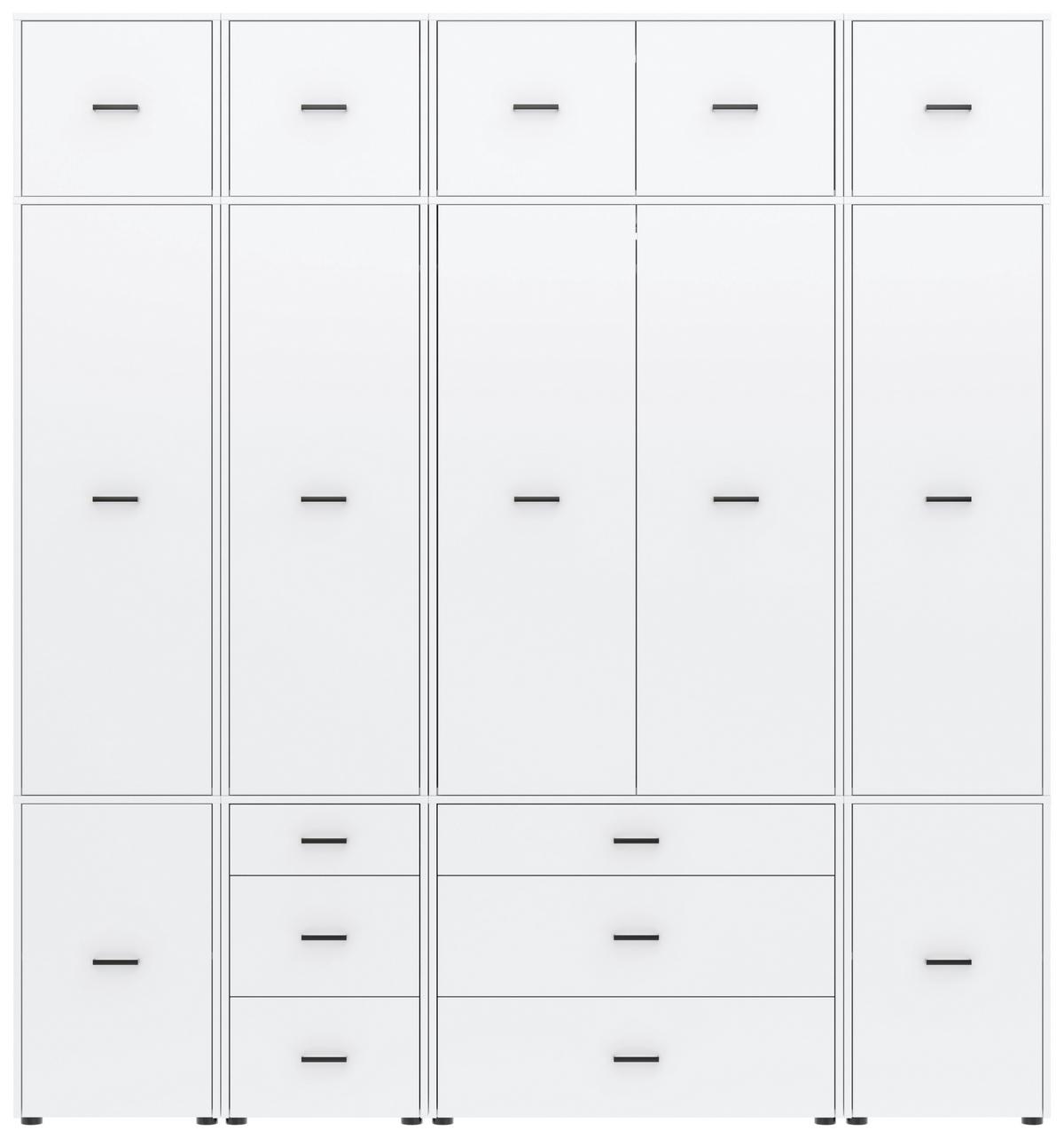 Kleiderschrank Kivo Weiß, B: 225 Cm - Weiß, Basics, Holzwerkstoff (225/239,4/52,1cm)