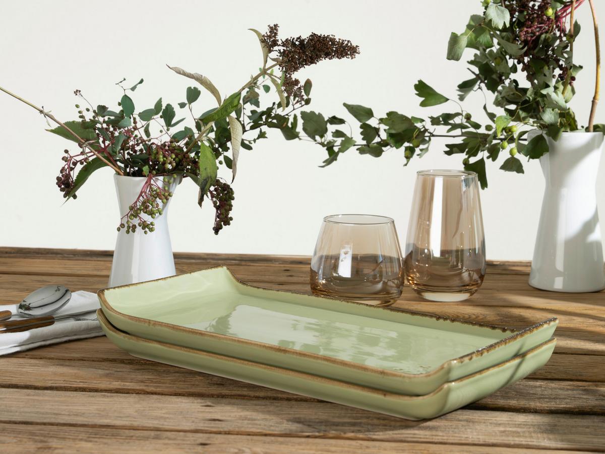 SERVIERPLATTEN-SET 33014 NATURE COLLECTION - Grün, Trend, Keramik (16,5/33cm) - Creatable