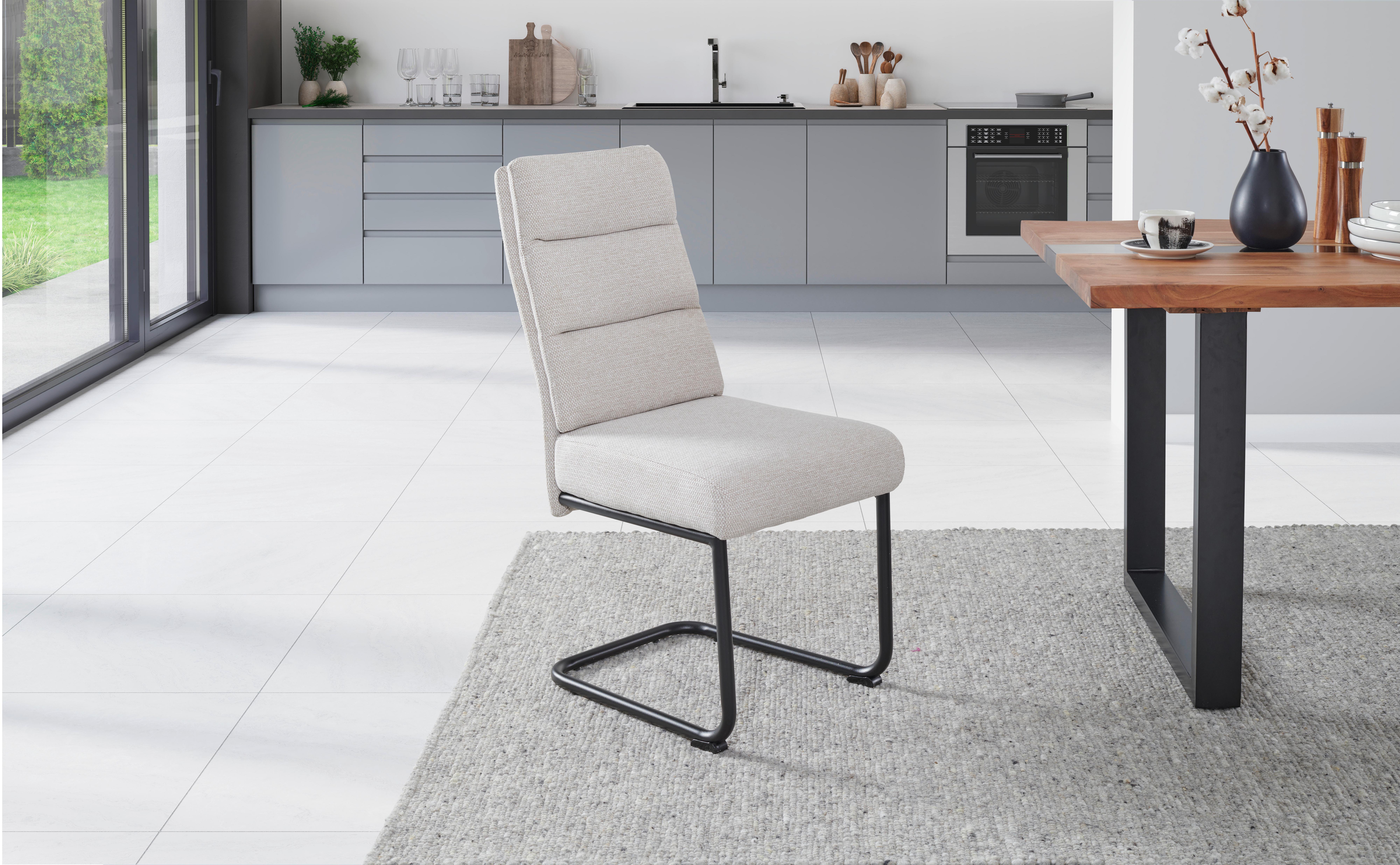 Schwingstuhl Hilal - Beige/Schwarz, LIFESTYLE, Holz/Textil (45/94/62cm) - MID.YOU