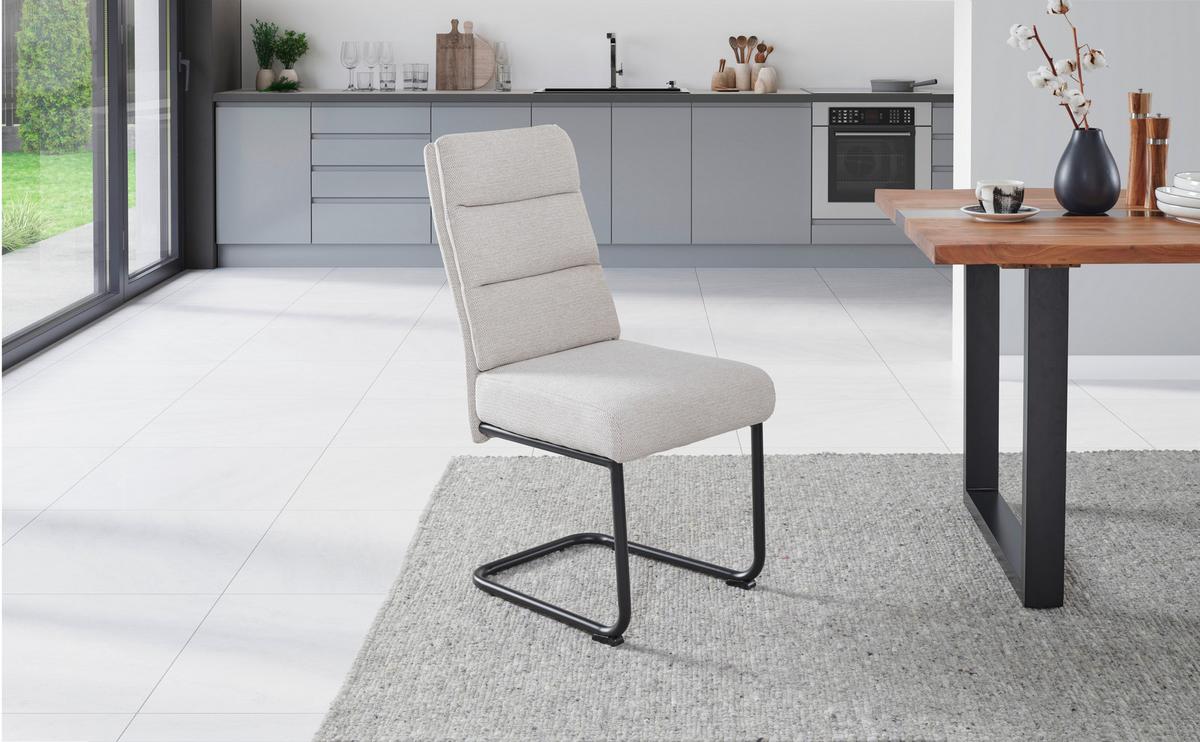 Schwingstuhl Hilal - Beige/Schwarz, LIFESTYLE, Holz/Textil (45/94/62cm) - MID.YOU