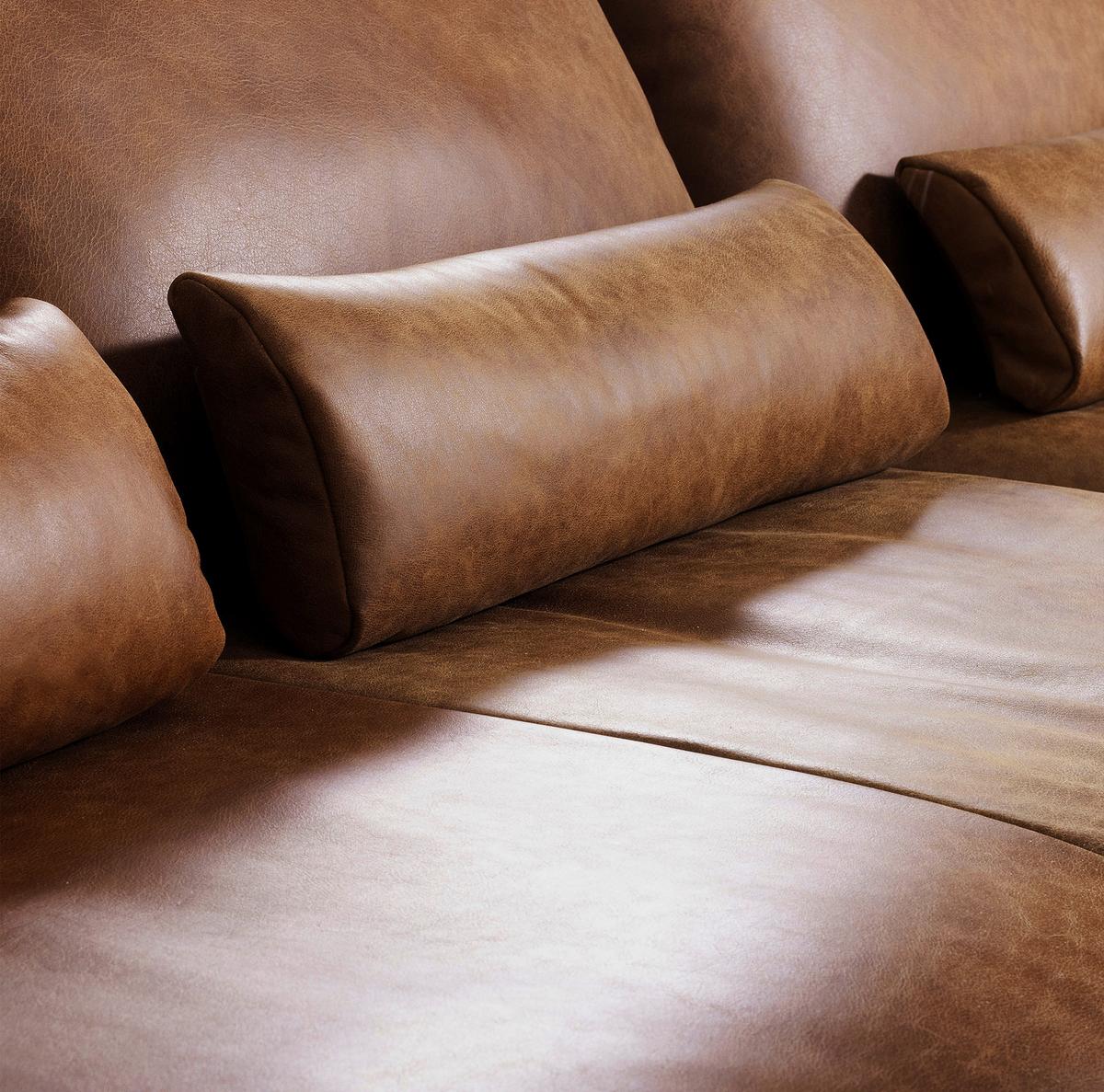 Ecksofa Berlin Cognac S: 313 cm - Cognac/Schwarz, Design, Leder (313/172cm) - Livetastic