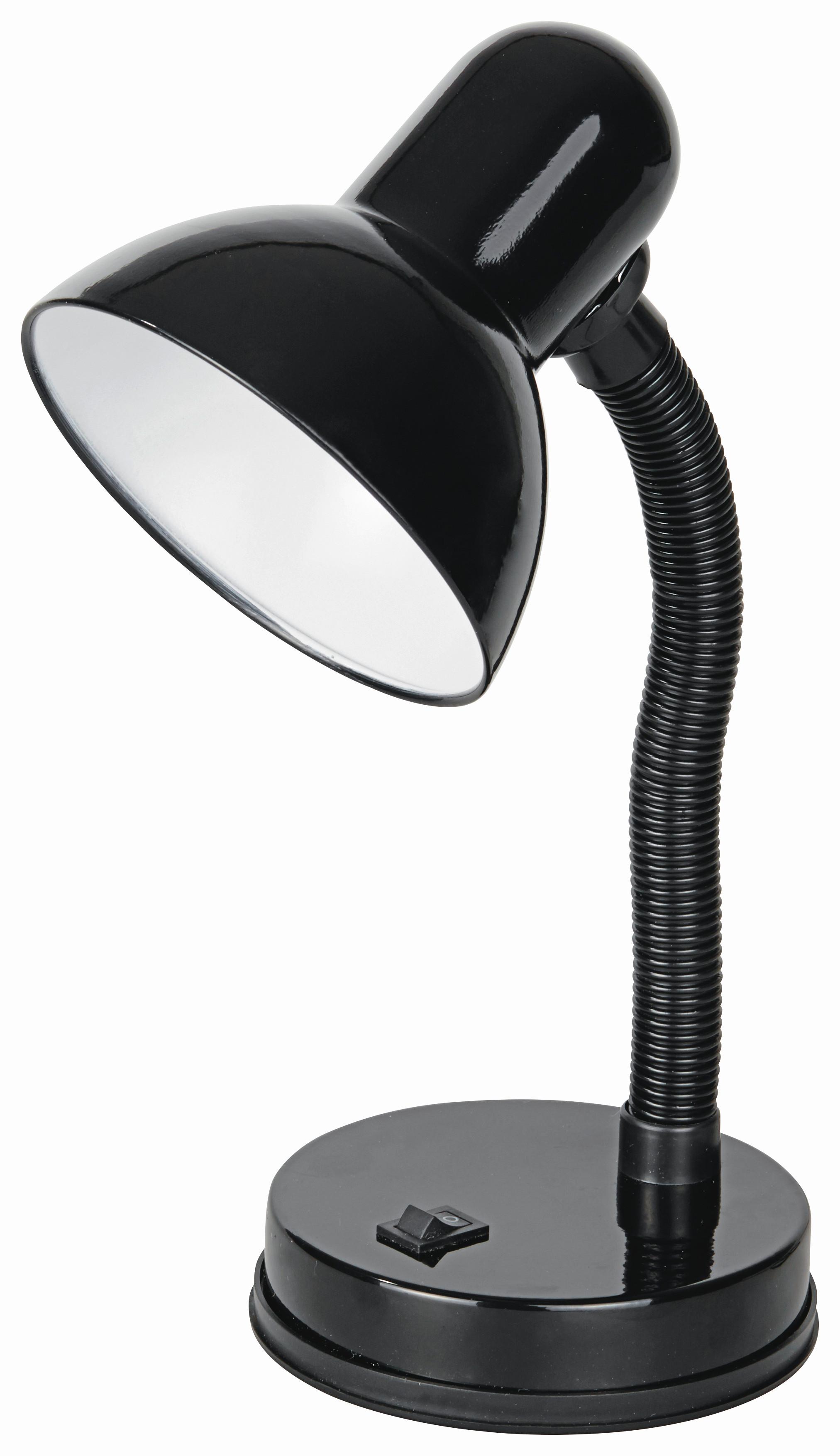 Tischlampe Lucia Schwarz mit fexiblem Arm, Kippschalter - Schwarz, KONVENTIONELL, Metall (37cm) - Ondega