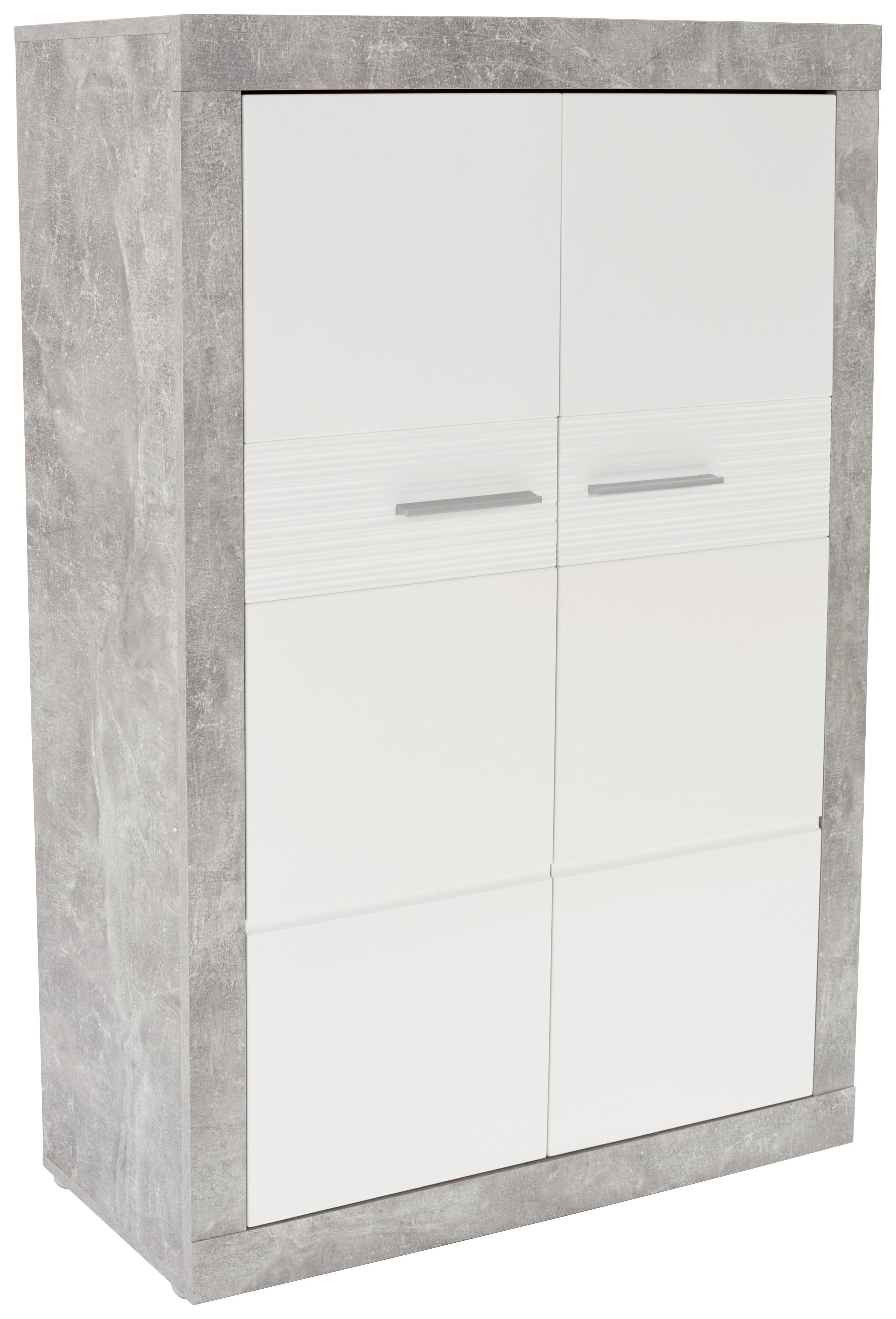 Highboard B: 96 cm Malta, Betonoptik/Weiß