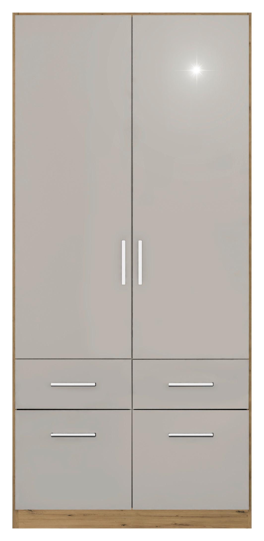 Drehtürenschrank 91 Cm Berlin Eiche Dekor/hellgrau - Hellgrau/Eiche Artisan, MODERN, Holzwerkstoff (91/210/54cm) - Rauch Möbel