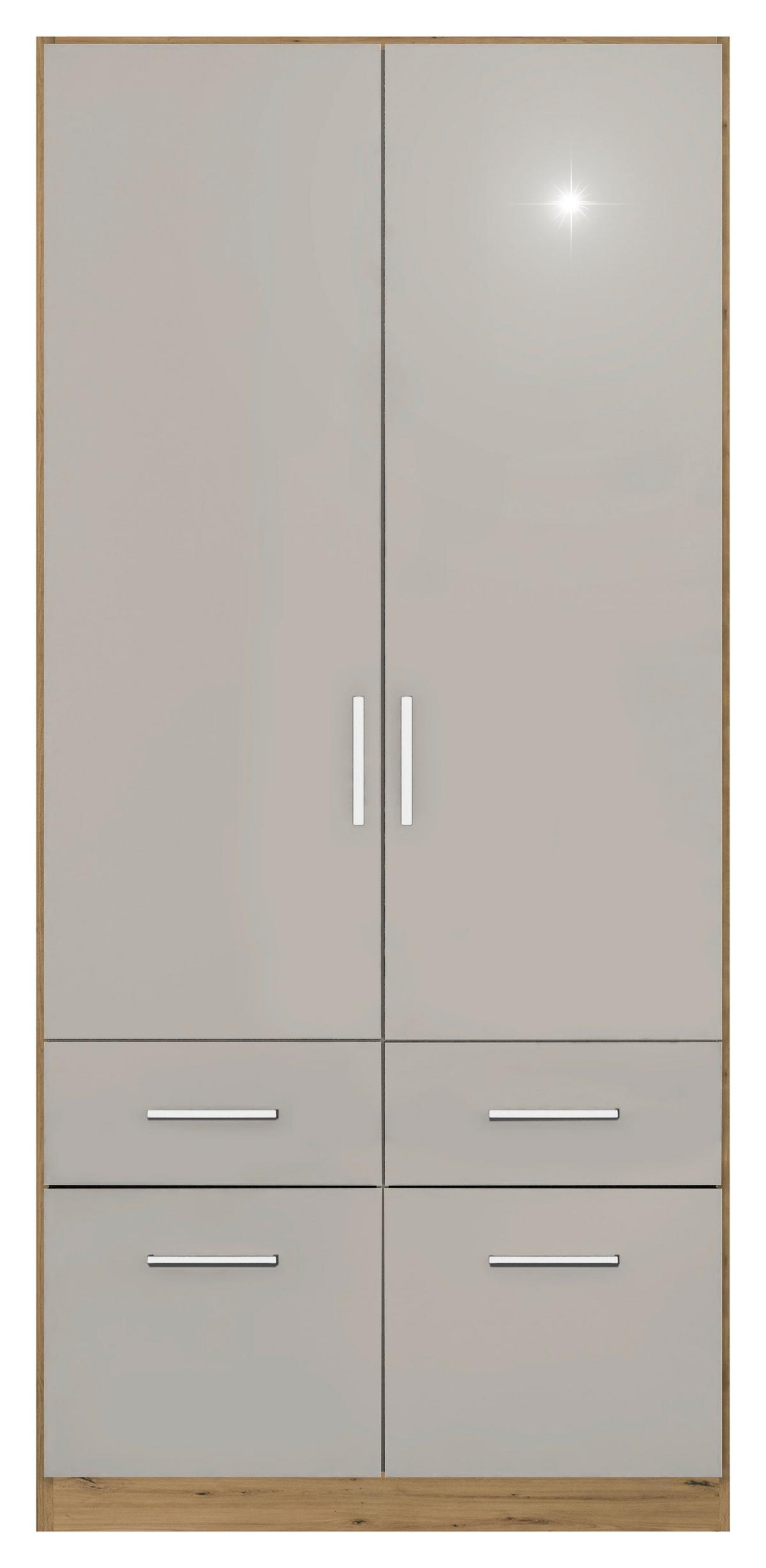 Drehtürenschrank 91 Cm Berlin Eiche Dekor/hellgrau - Hellgrau/Eiche Artisan, MODERN, Holzwerkstoff (91/210/54cm) - Rauch Möbel
