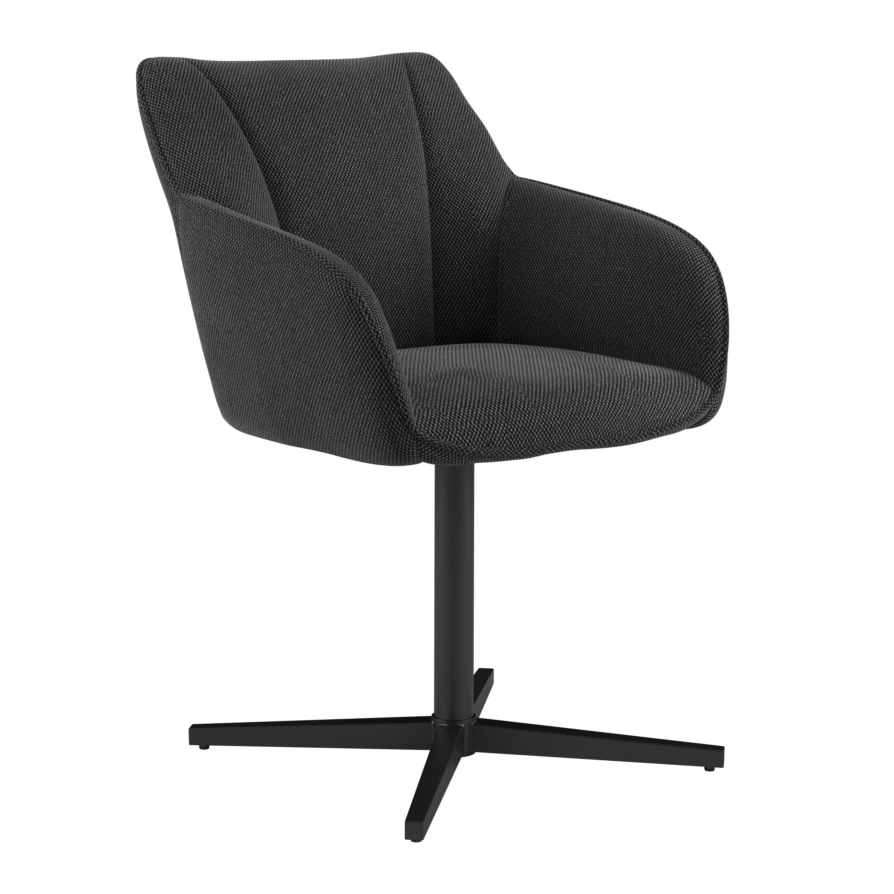 Vierfußstuhl Rosina Anthrazit drehbar - Schwarz, MODERN, Holz/Textil (56/84/60cm)