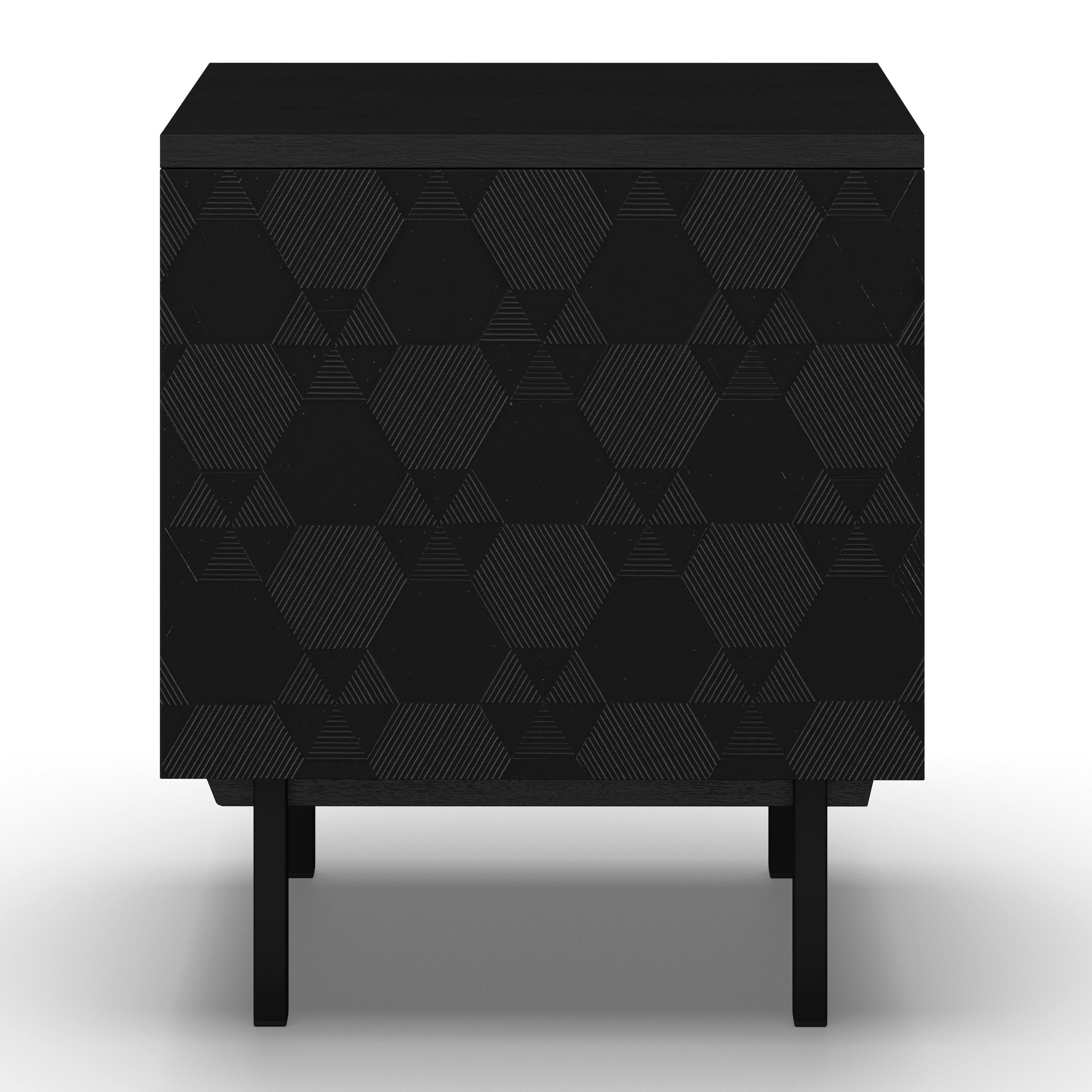 Nočný stolík ROMA - čierna, Modern, kov/drevo (48/56/38cm) - Bessagi Home