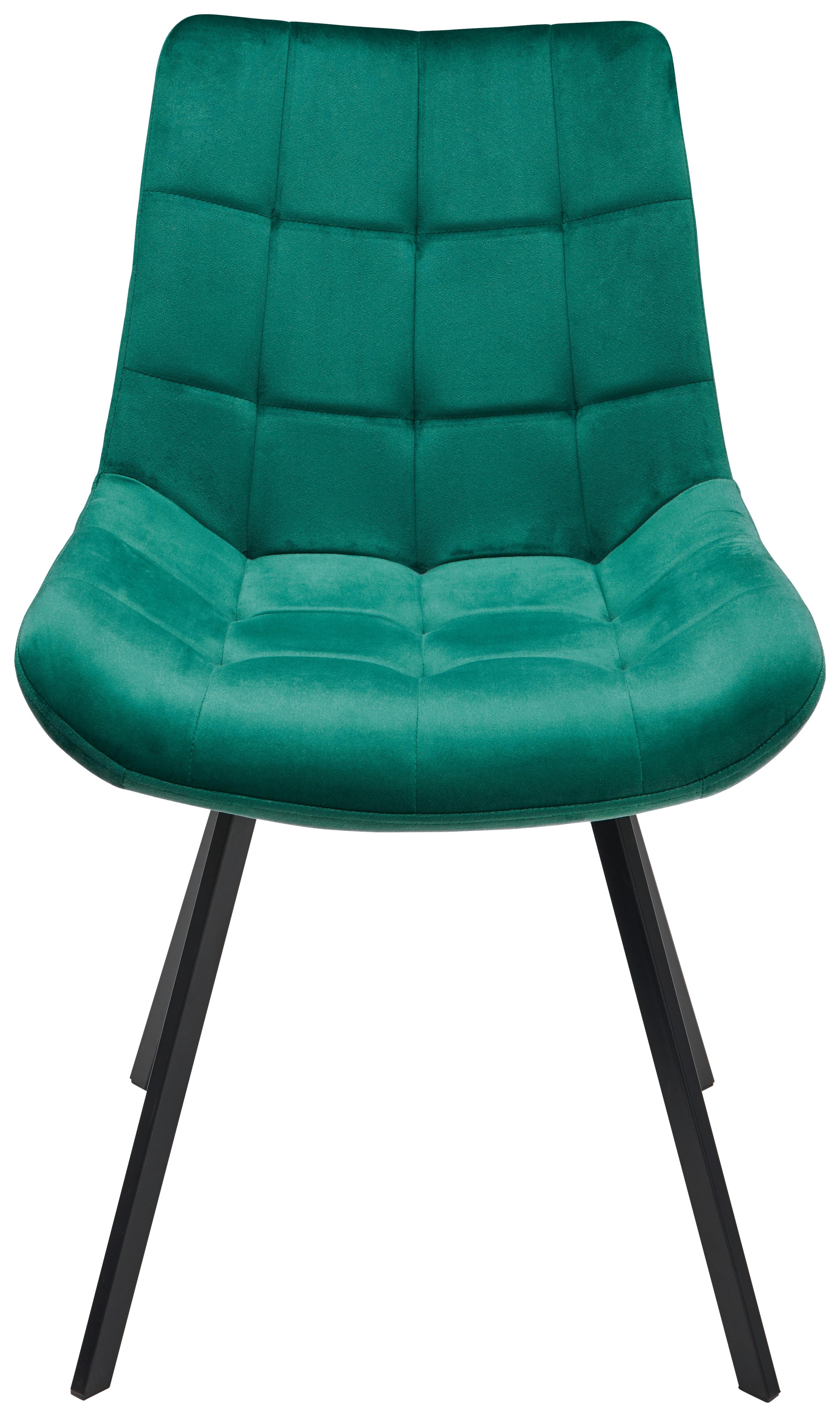 Schalenstuhl Chris Grün Samt Gepolstert - Schwarz/Grün, MODERN, Textil/Metall (54/86/62cm) - Luca Bessoni