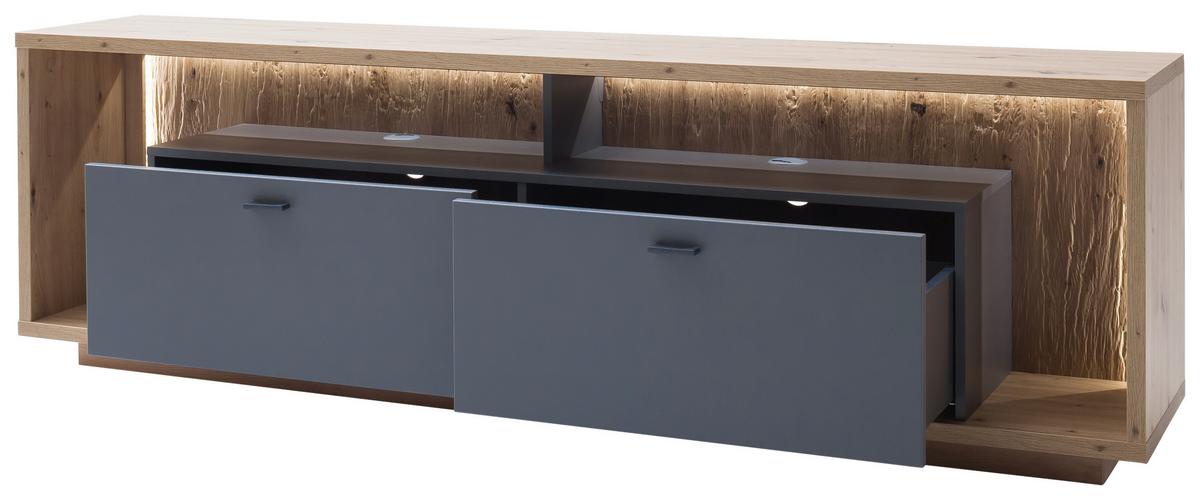 TV-Element Lizzano B: 205 cm Grau/Eiche Dekor - Eichefarben/Grau, Design, Holzwerkstoff (205/63/40cm) - MID.YOU