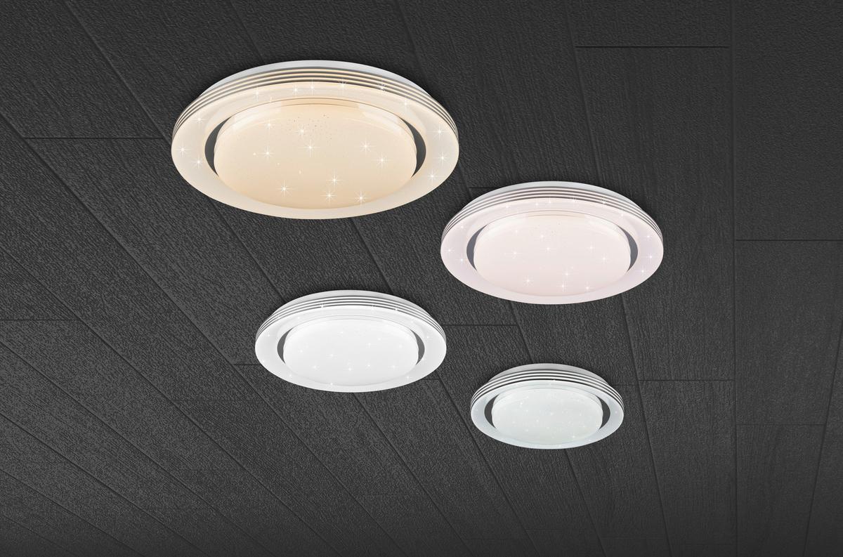 LED-Deckenleuchte Atria Ø 58 cm mit Sternenhimmel - Weiß, Basics, Kunststoff (58/8cm)