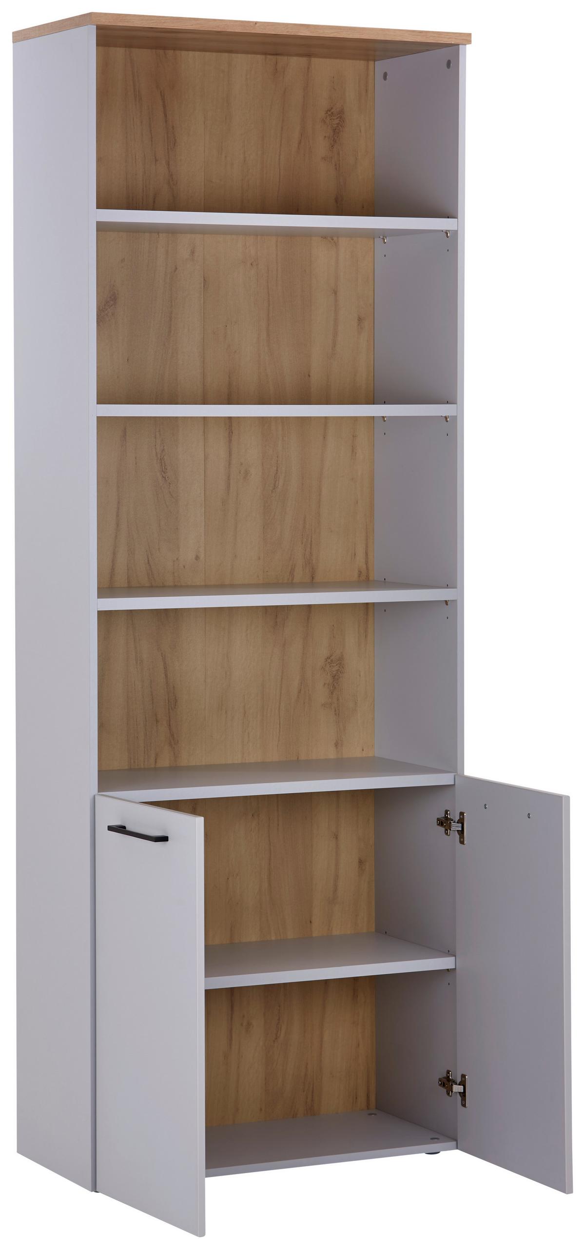 Aktenregal Kontor 3 Eiche Dekor Grau B: 80 cm - Eichefarben/Grau, MODERN, Holzwerkstoff (80/220/38cm)