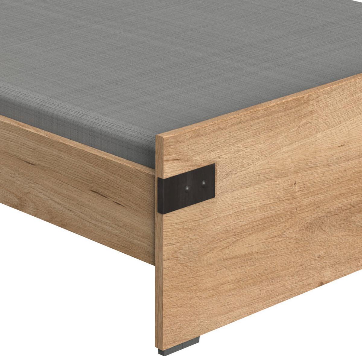 Bett 120x200 Cm Liverpool Graphitfarben/eichenfarben - Eichefarben/Graphitfarben, Design, Holzwerkstoff (120/200cm) - MID.YOU