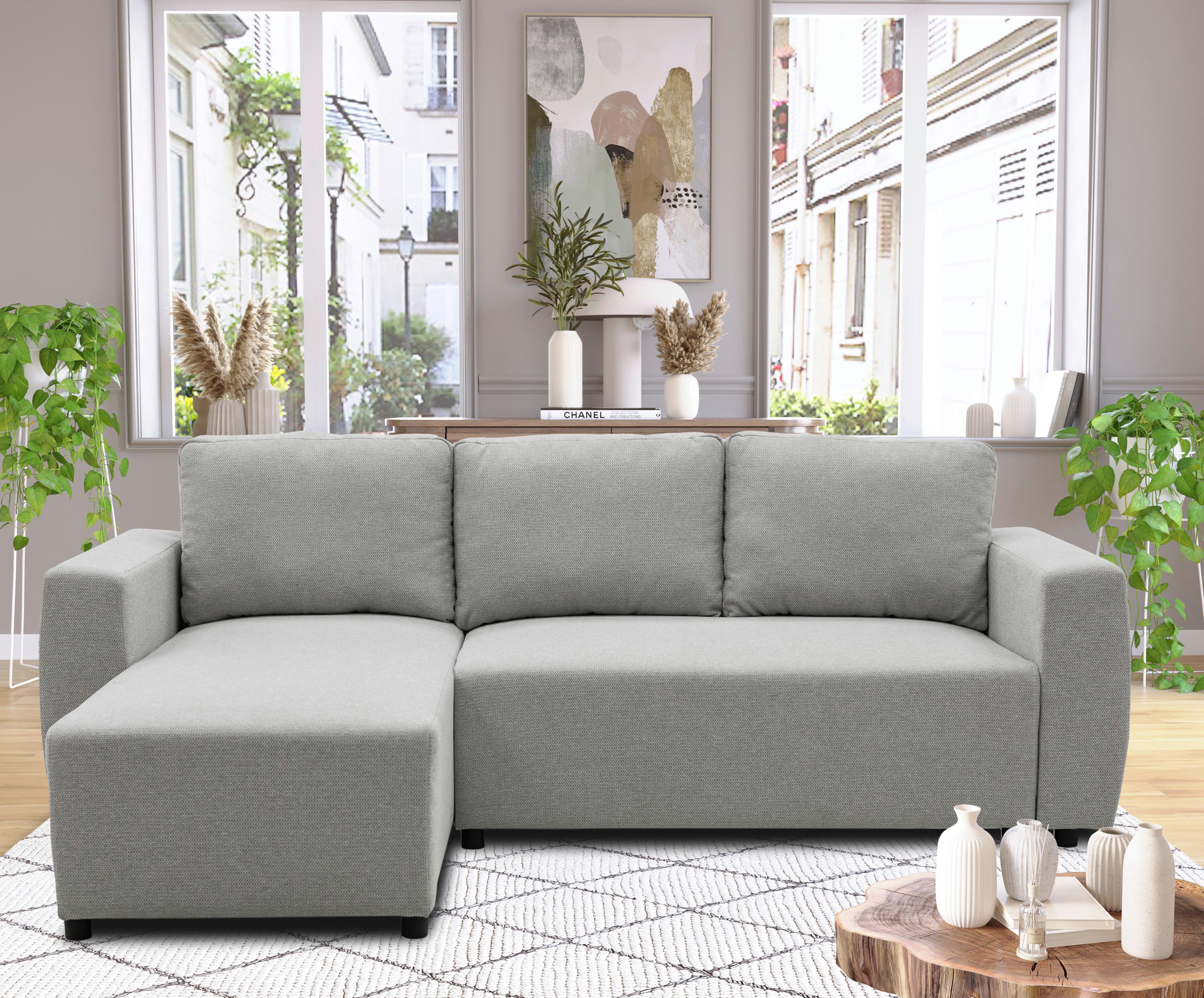 Ecksofa Pharell - Schwarz/Grau, Basics, Textil (155/230cm) - Livetastic
