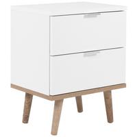 Nachtkästchen Weiß, Beine Echtholz H: 52 Cm Göteborg - Eichefarben/Weiß, Design, Holzwerkstoff (40/52/30cm) - MID.YOU