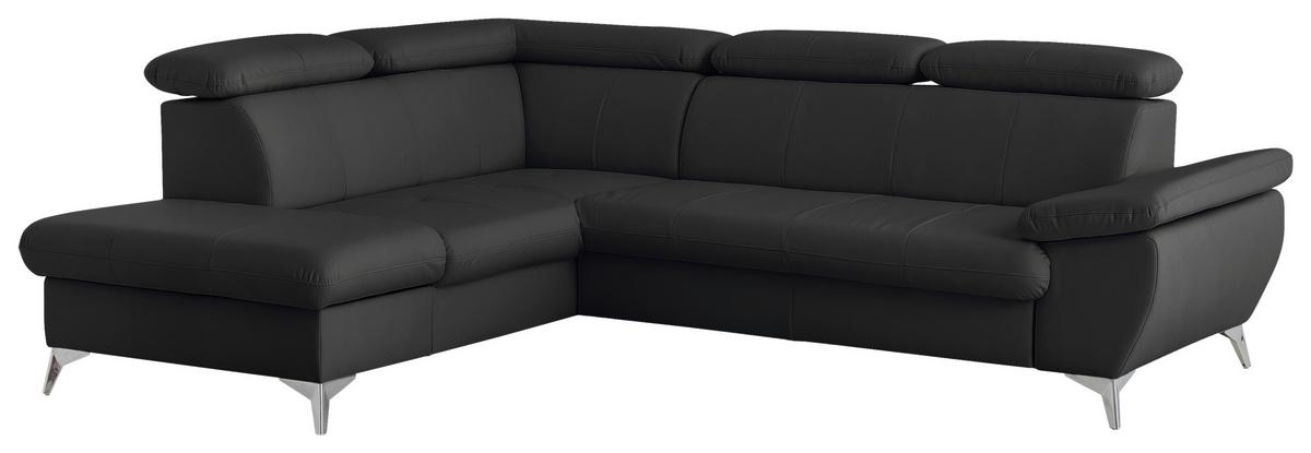 Ecksofa mit Schlaffunktion und Bettkasten Gisele Schwarz - Chromfarben/Schwarz, KONVENTIONELL, Textil (209/256cm) - Livetastic