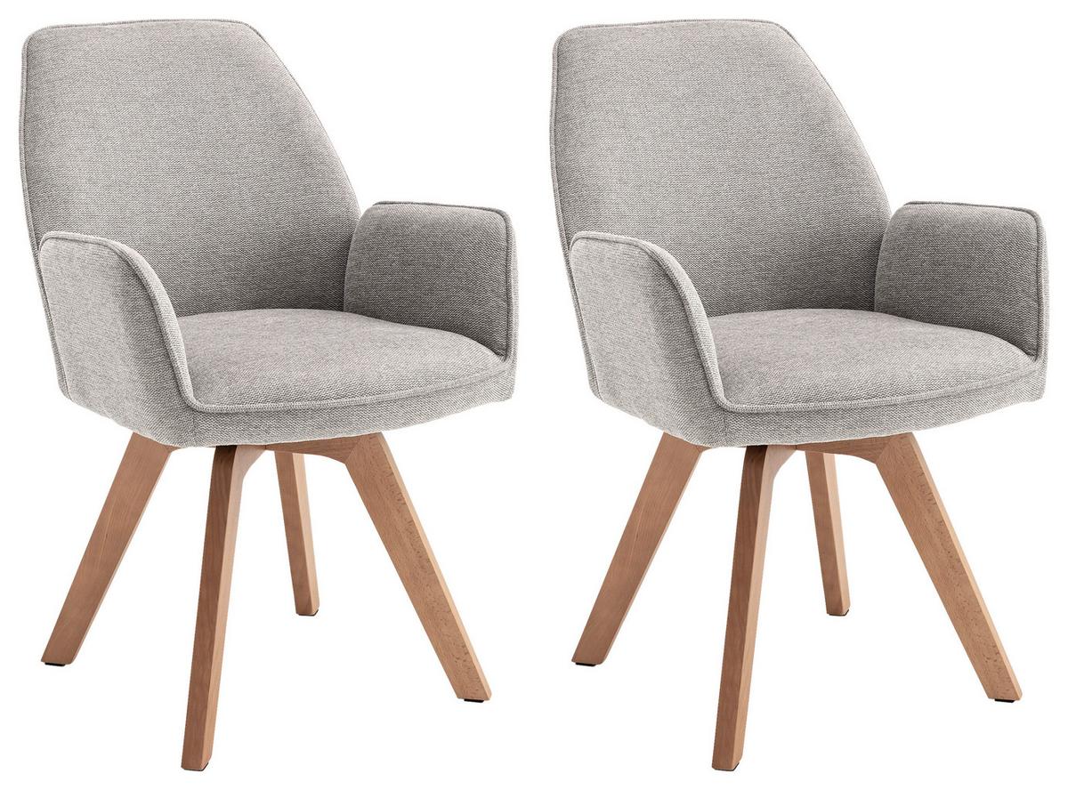 Stuhl-Set Tony - Buchefarben/Hellgrau, MODERN, Holz/Textil (57/89/61cm) - MID.YOU