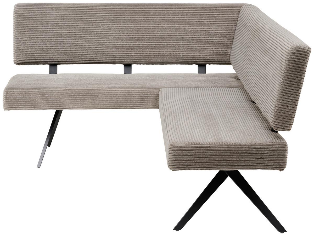 Eckbank Chios Cord Dunkelgrau, S: 150x190 Cm - Schwarz/Grau, KONVENTIONELL, Textil/Metall (150/190cm) - MID.YOU