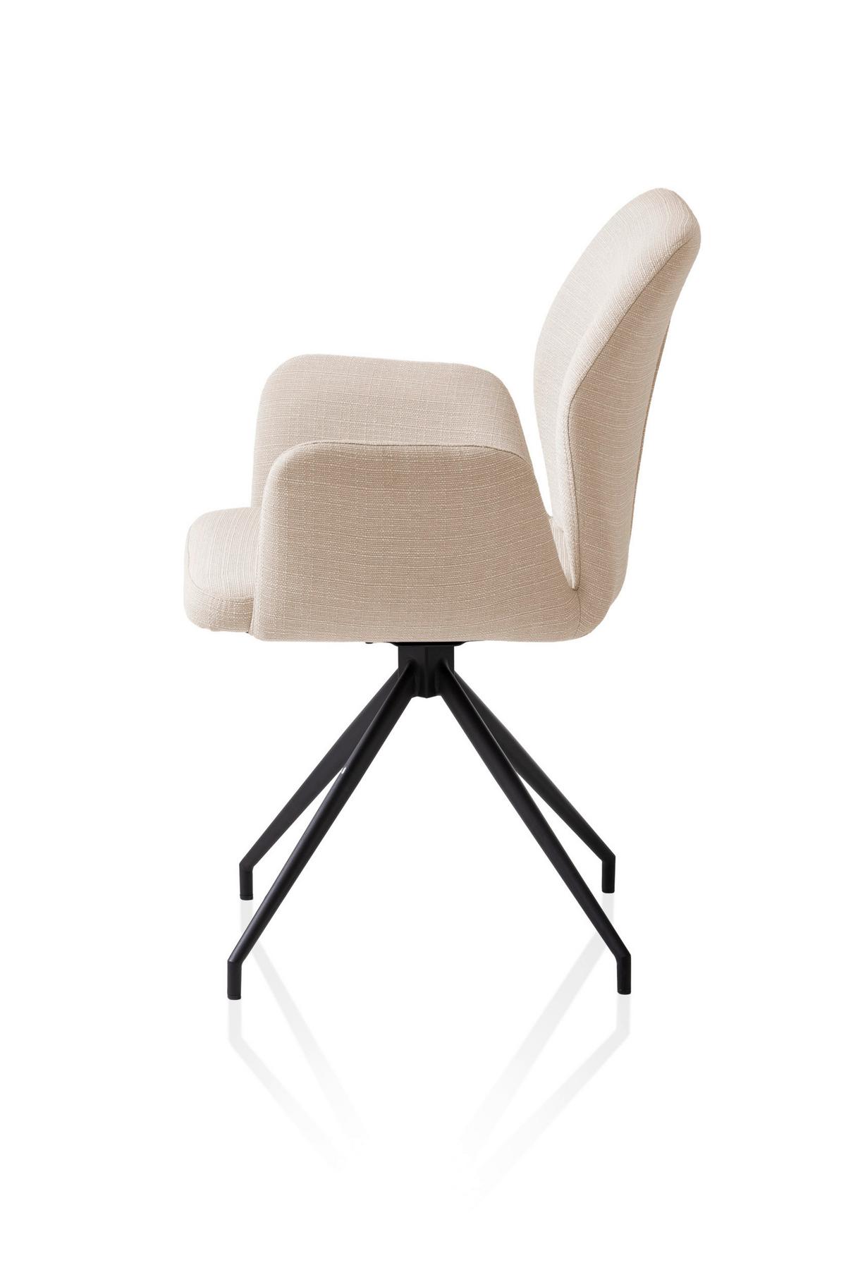 Armlehnstuhl Beige B: 59cm - Beige/Schwarz, MODERN, Textil/Metall (59/88/58cm) - Livetastic