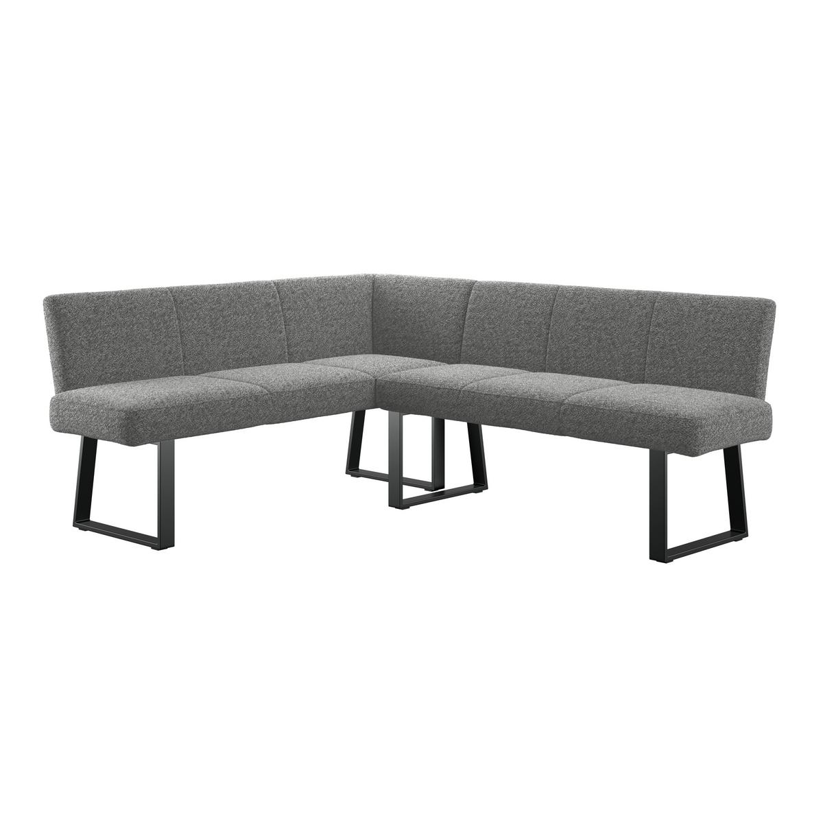 Eckbank Grau Polyester/Eisen Terri ca. 150x190 cm - Schwarz/Grau, MODERN, Textil/Metall (150/190cm) - MID.YOU