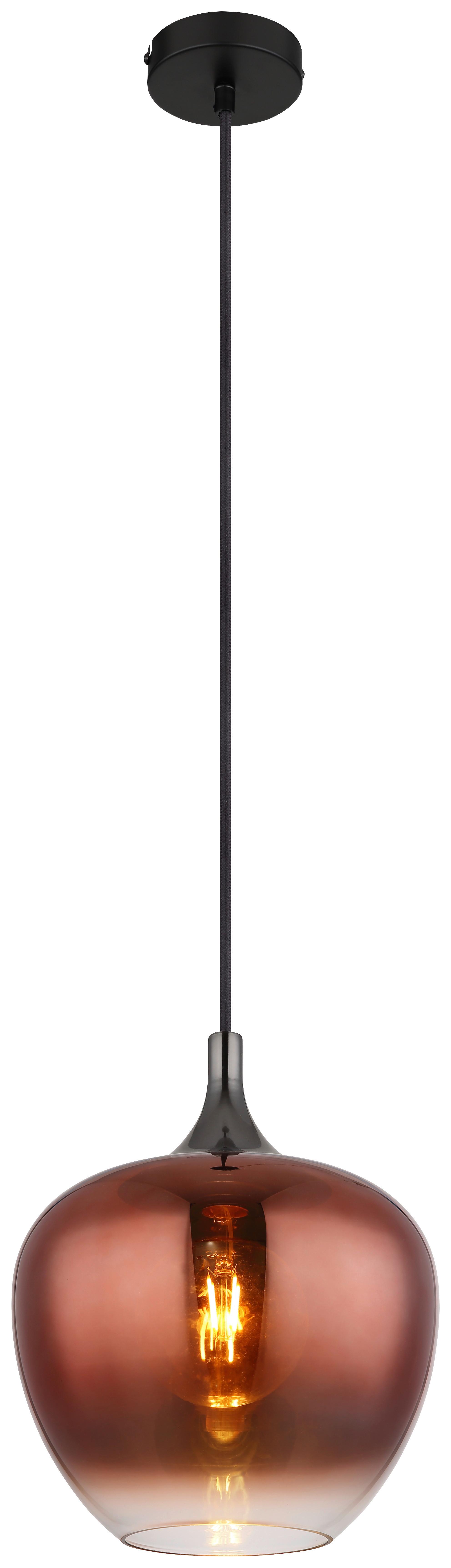 Hängeleuchte 15548hg - Schwarz/Kupferfarben, Design, Glas/Metall (24/120cm) - Globo