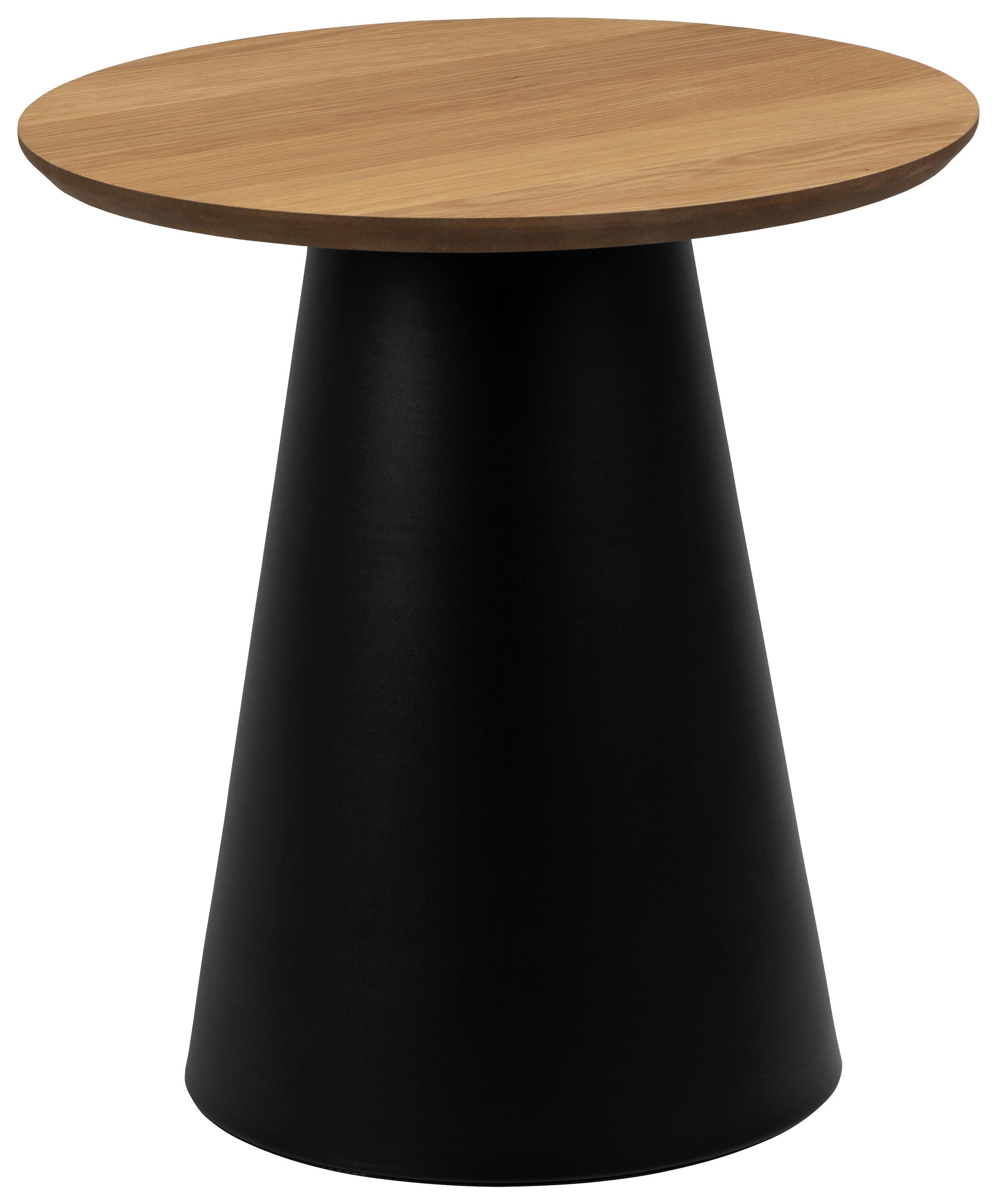 Príručný stolík SOLI 45 - čierna/prírodná farba, Design, kov/drevo (45/48cm) - MID.YOU
