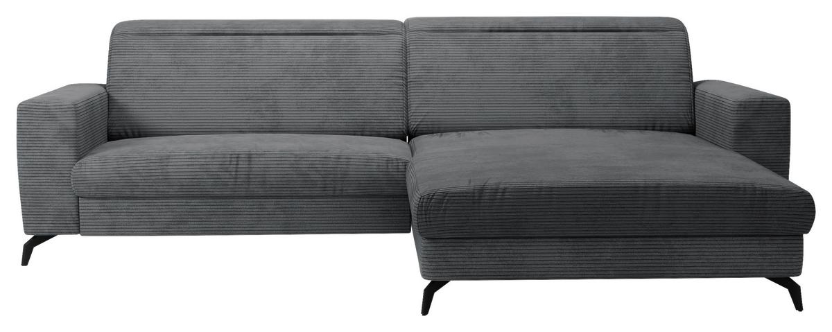 Ecksofa Bolero grau mit Kopfteilverstellung 290x178 cm - Schwarz/Grau, KONVENTIONELL, Textil (290/178cm) - Sit & More