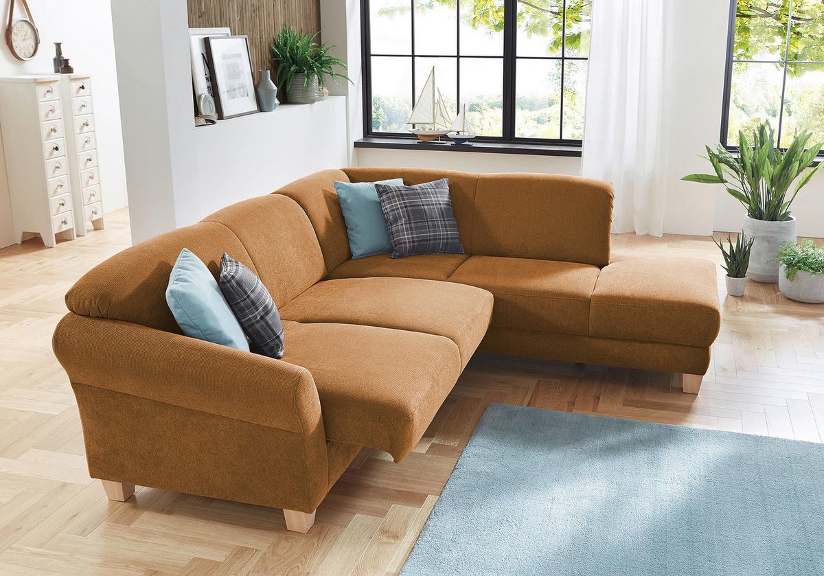 Ecksofa Gotland terracotta mit Bettkasten, 257x212 cm - Terracotta/Naturfarben, KONVENTIONELL, Textil (257/212cm) - Sit & More