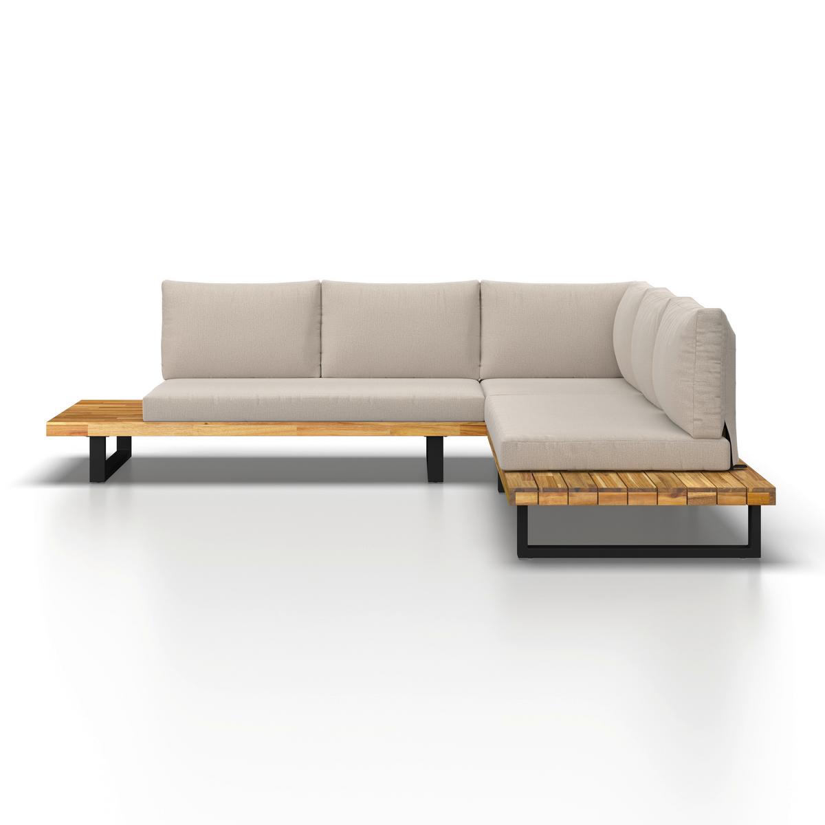 TERASOVÁ SEDACÍ SOUPRAVA CRISTINA - černá/krémová, Moderní, kov/dřevo (254/78/82cm) - Bessagi Garden