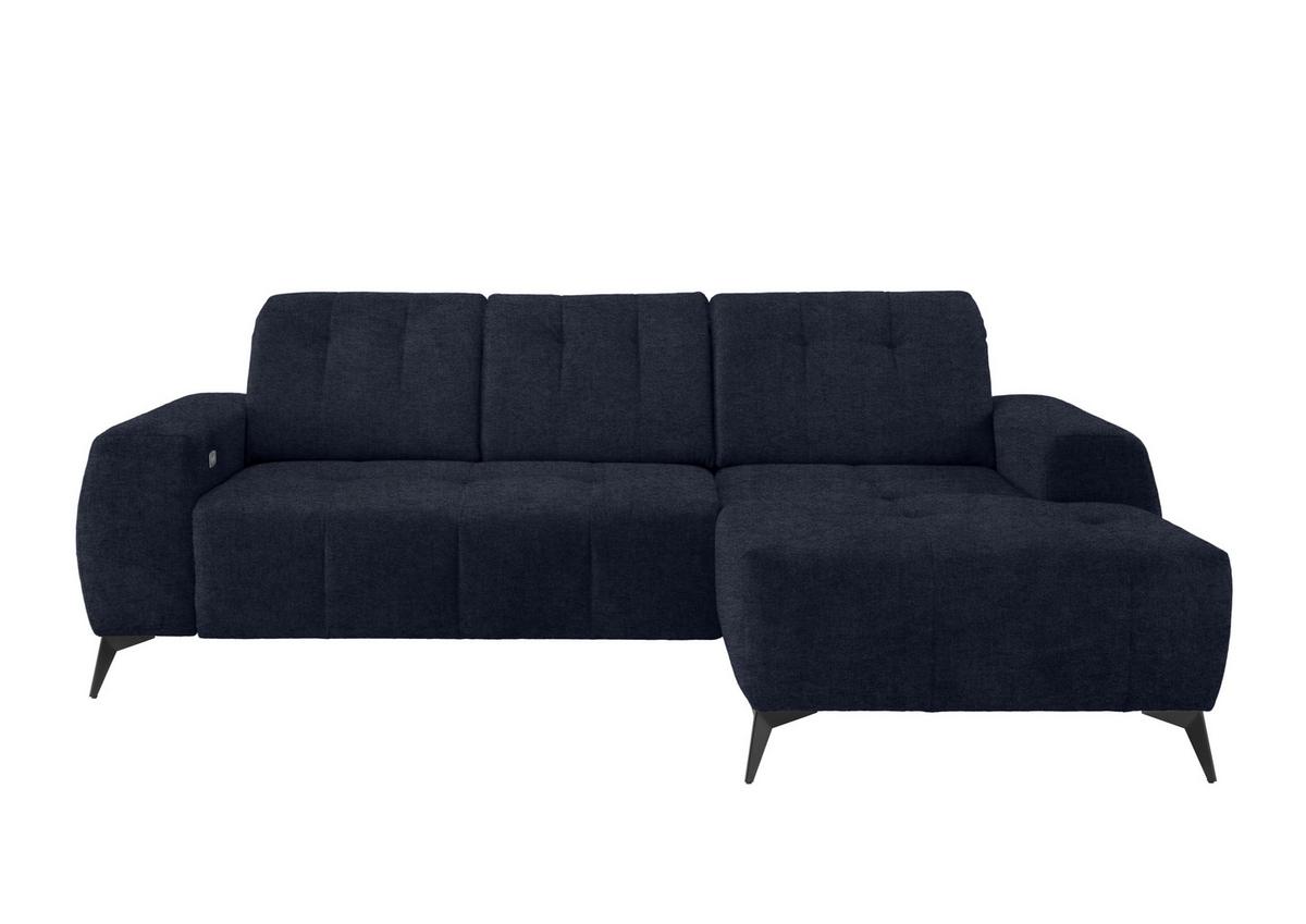 Ecksofa mit USB Anschluss Sano, Dunkelblau,s: 258x180 cm - Schwarz/Dunkelblau, MODERN, Textil (258/180cm) - Livetastic