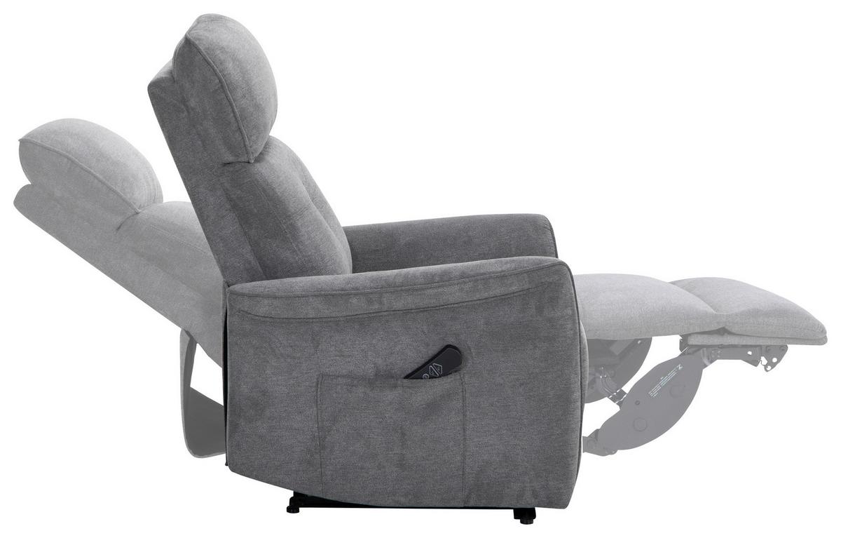 Relaxačné kreslo HEAT, sivá, vyhrievacia funkcia - sivá, Basics, kov/drevo (79/106/98cm)