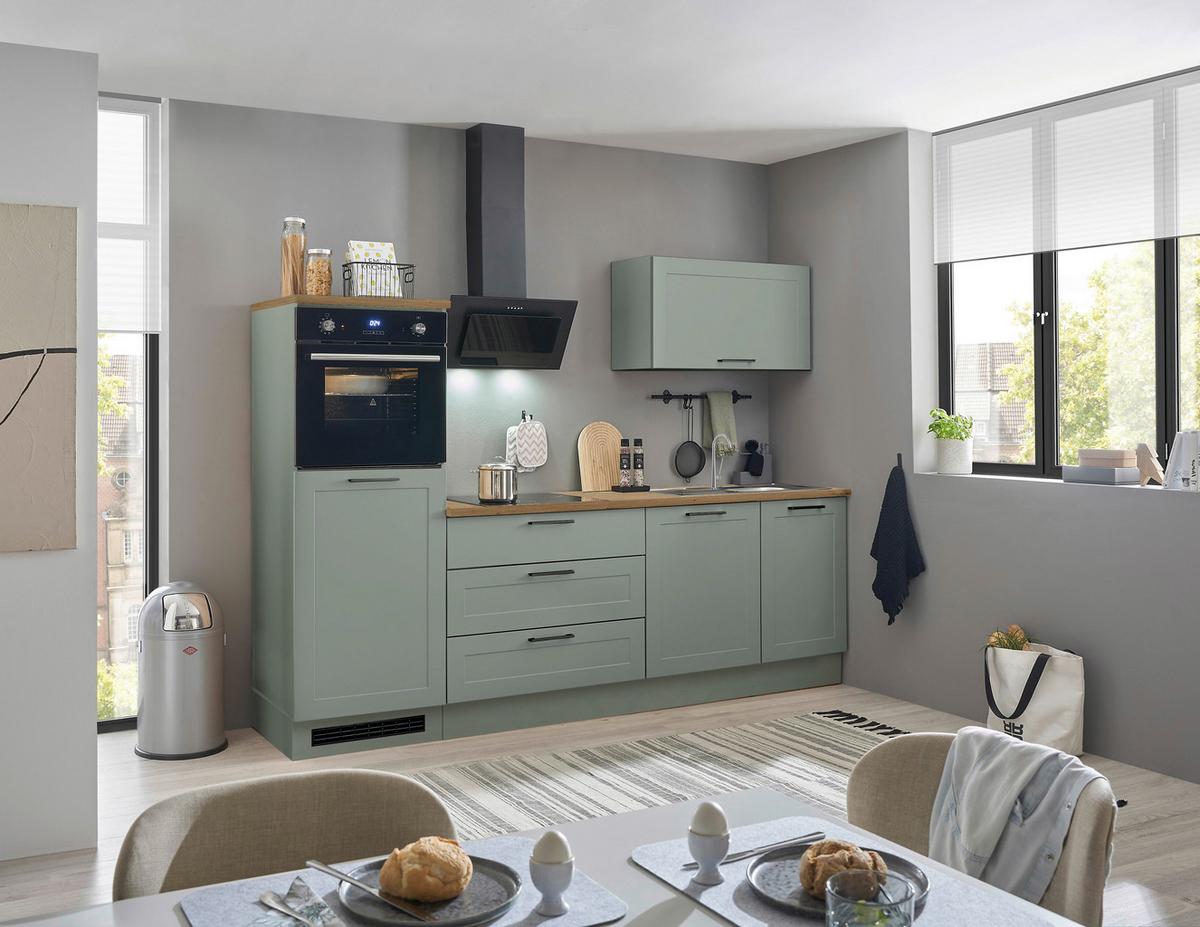 Küchenblock Marseillie Grün/eiche Dekor B: 260 Cm - Eiche Artisan/Grün, Design, Holzwerkstoff (260cm) - MID.YOU