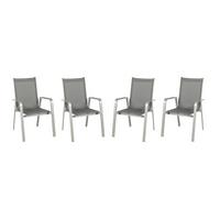 Gartensessel-set 4tlg. Stapelbar Urban Aluminium - Platinfarben/Graphitfarben, Basics, Textil/Metall (69/97/62cm) - Acamp