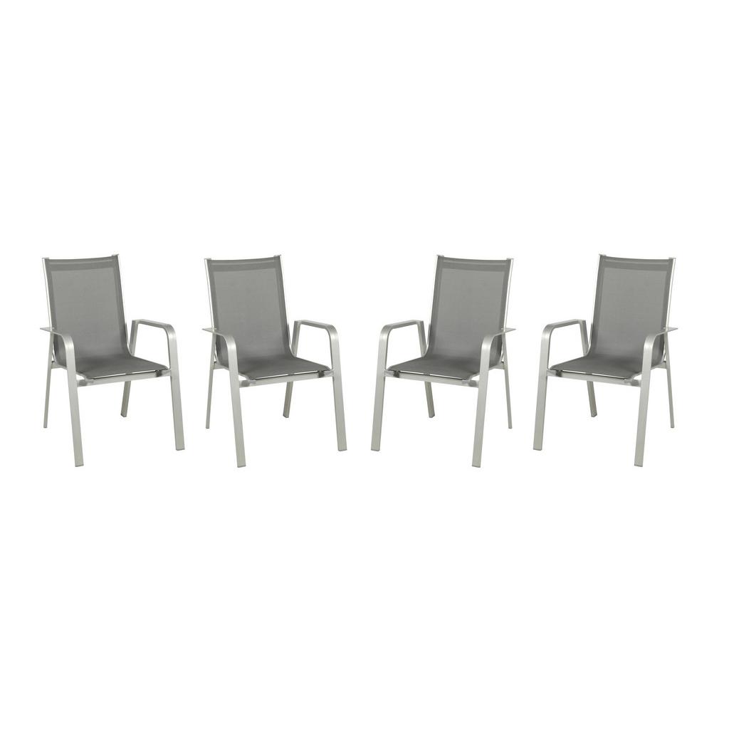 Gartensessel-set 4tlg. Stapelbar Urban Aluminium