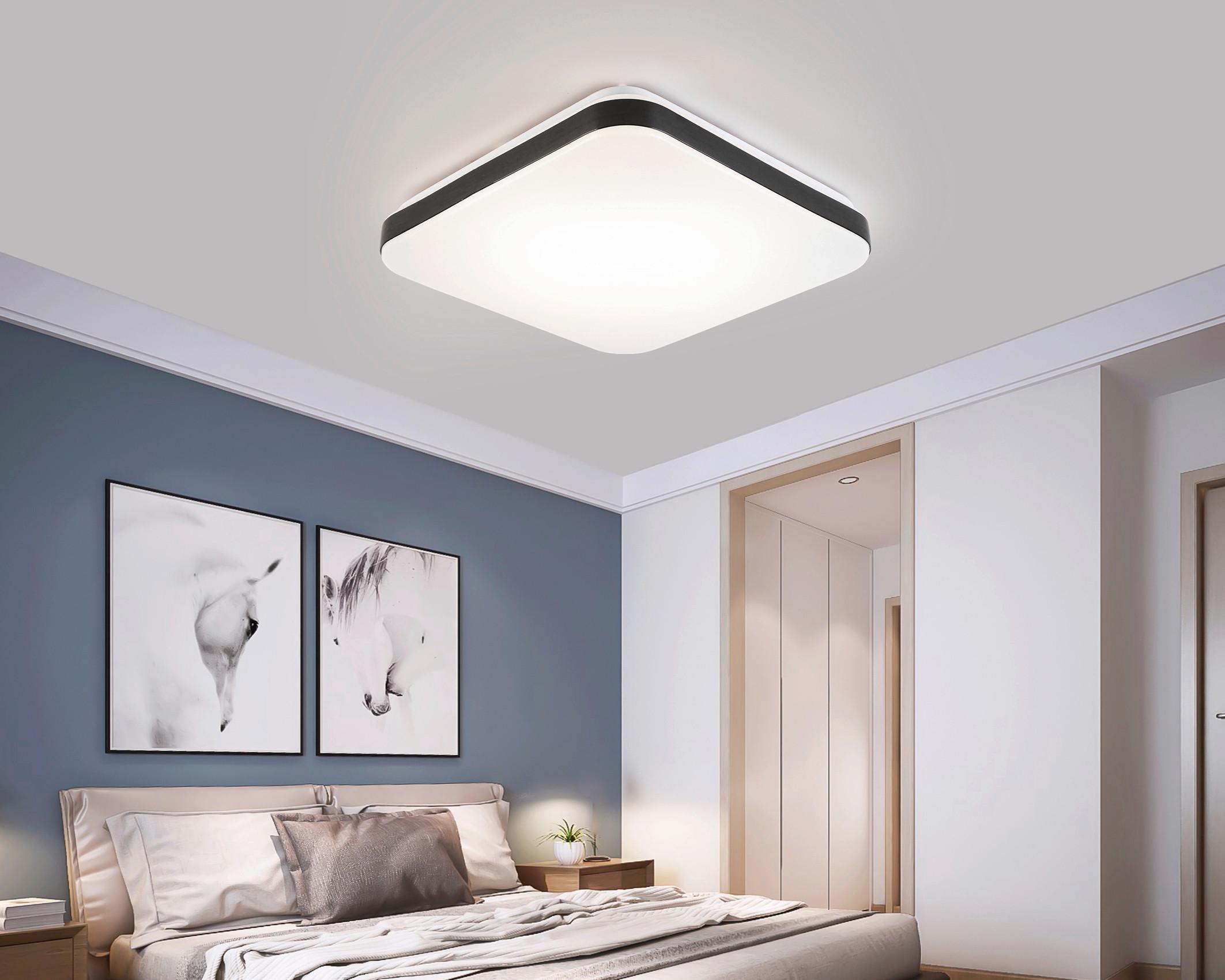 LED-Deckenleuchte Isa - Schwarz/Weiß, MODERN, Kunststoff/Metall (27/27/5cm) - Luca Bessoni
