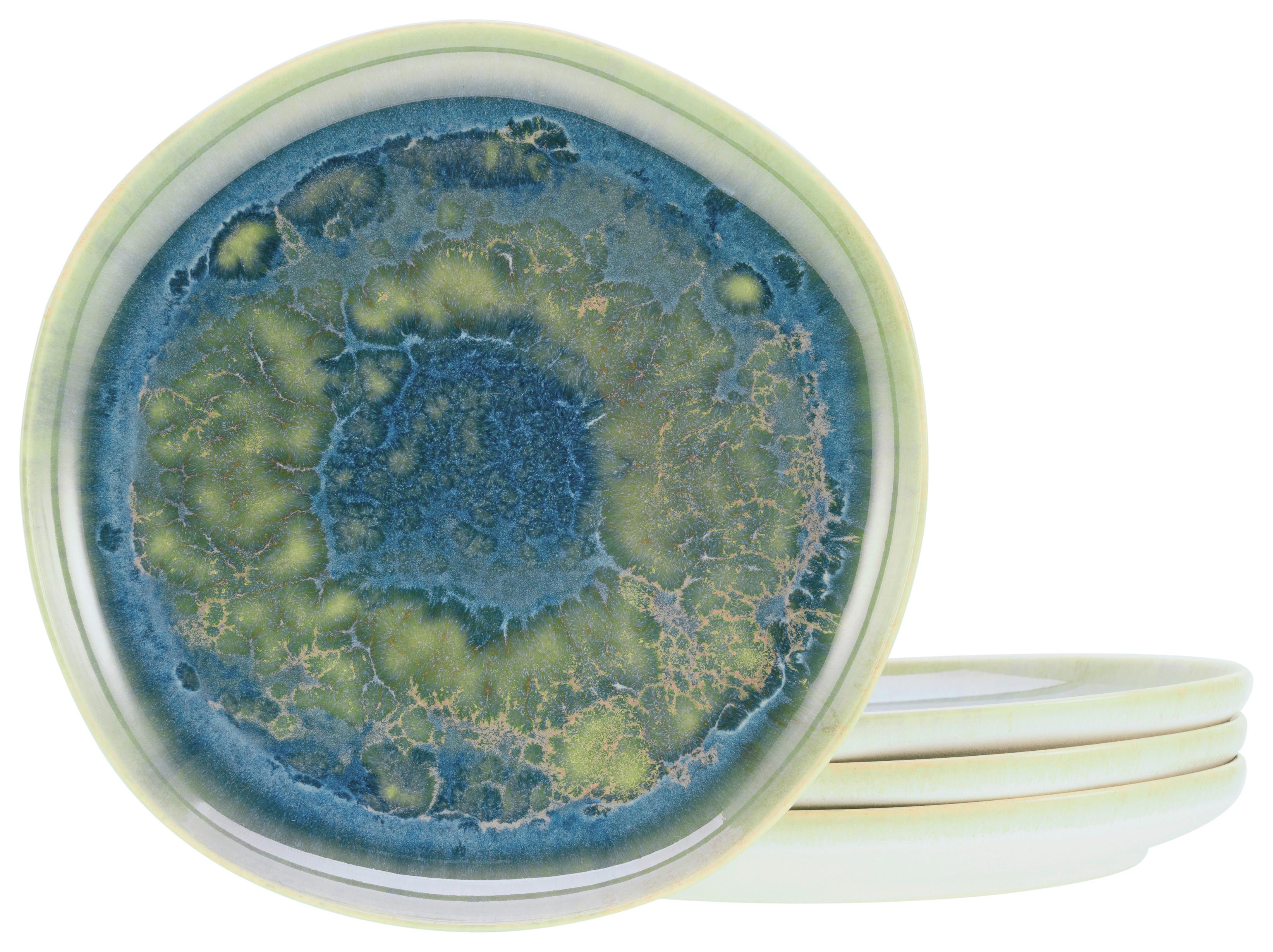 Creatable Desserteller Keramik Rund YUKi 4er-Set ca. 22 cm - Blau/Grün, Basics, Keramik (22cm) - Creatable