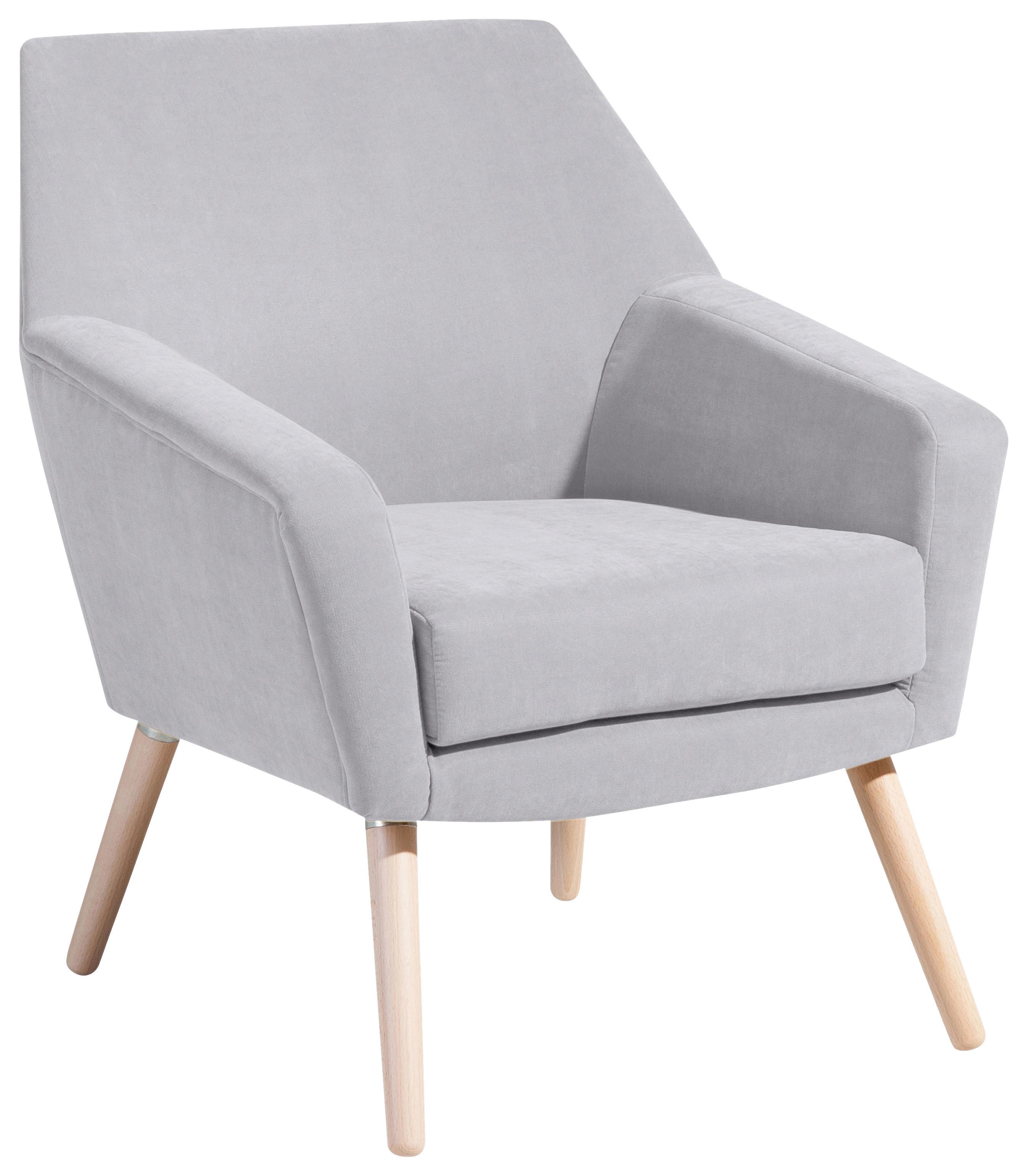 Polstersessel Mit Armlehnen Alegro Velours Silberfarben - Buchefarben/Silberfarben, Design, Textil (67/81/71cm) - Max Winzer