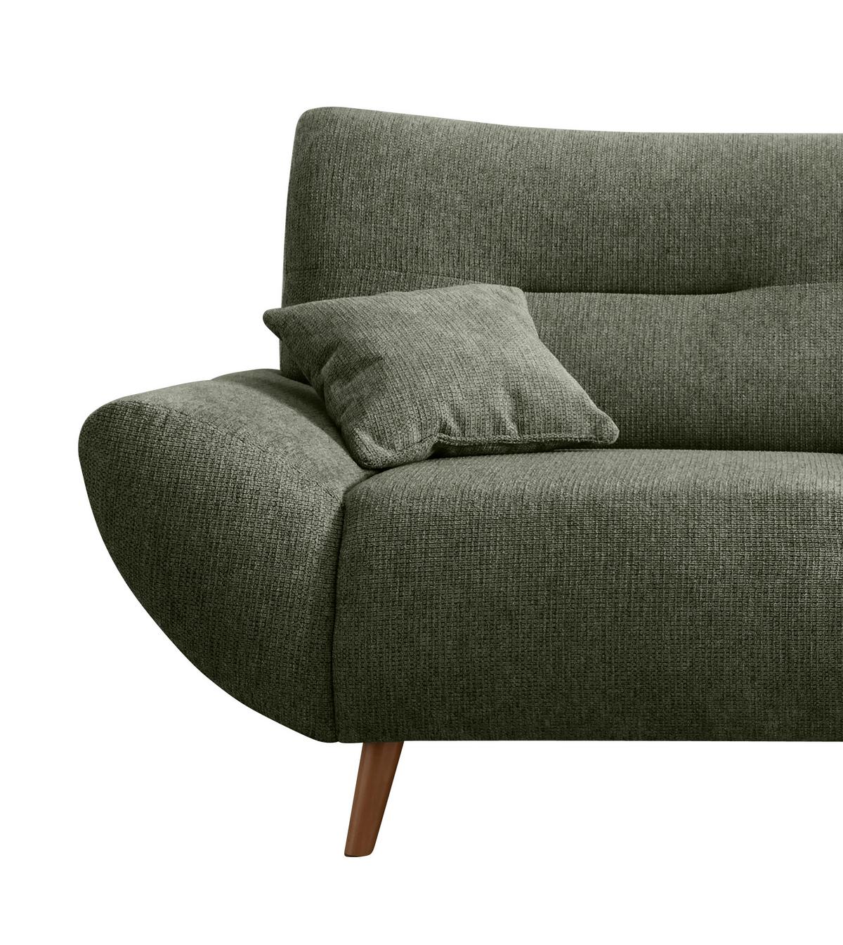 3-Sitzer-Sofa Chenille Dunkelgrün, Rücken Echt - Wildeiche/Dunkelgrün, MODERN, Textil (205/81/90cm) - MID.YOU
