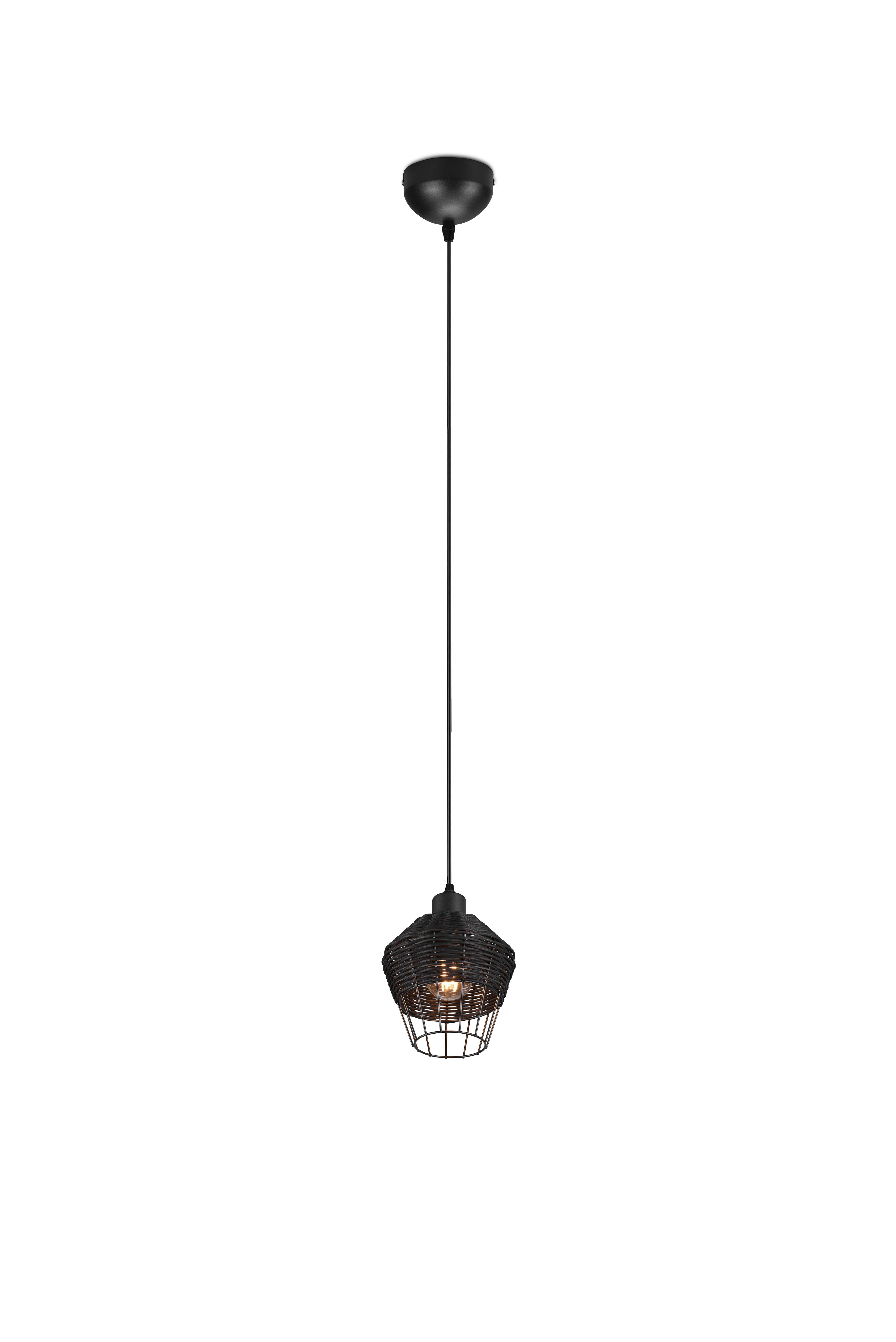 Hängeleuchte Borka H: 150 cm 1-Flammig - Schwarz, ROMANTIK / LANDHAUS, Holz/Metall (17,5/150cm)
