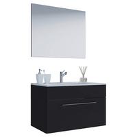 Badezimmer Badinos 3-Teilig Schwarz B: 80 cm - Schwarz/Weiß, MODERN, Keramik/Holzwerkstoff (80cm) - MID.YOU