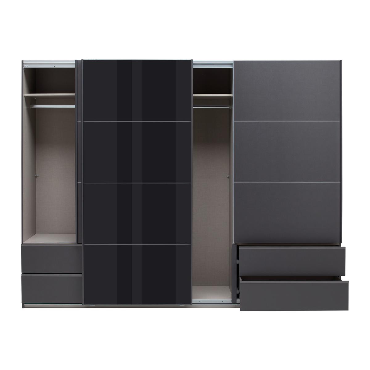 Schwebetürenschrank Karpo - Grau, KONVENTIONELL, Holzwerkstoff (271/210/62cm)