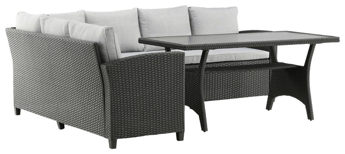 Loungegarnitur 2-tlg Bentwood Kunststoff Mit Kissen - Schwarz, KONVENTIONELL, Kunststoff (173/227cm) - Gardenson