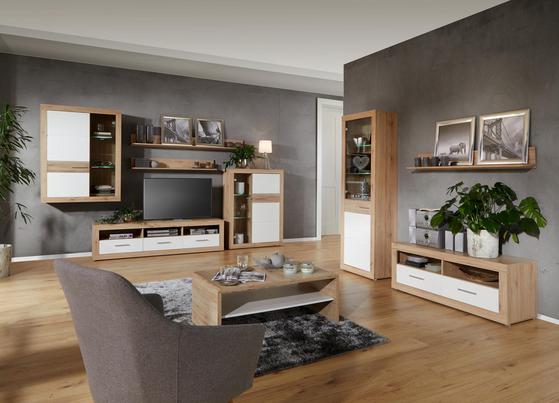 Wohnzimmerserie MALTA Wohnzimmerprogramm in Eiche Dekor und Weiß