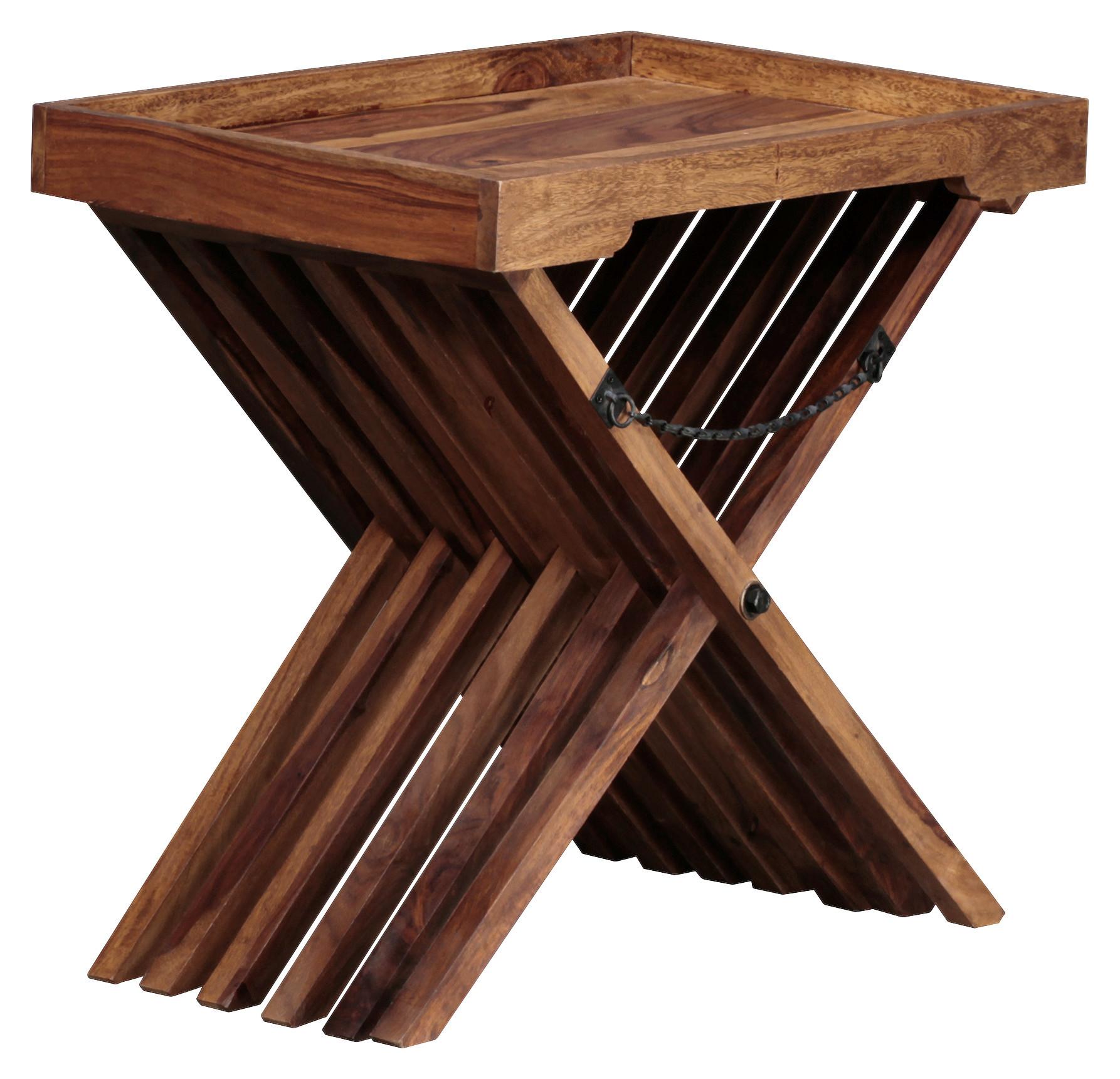 Sklápací príručný stolík Mumbai masív - farba indického palisandra, Design, drevo (60/40/57cm) - MID.YOU