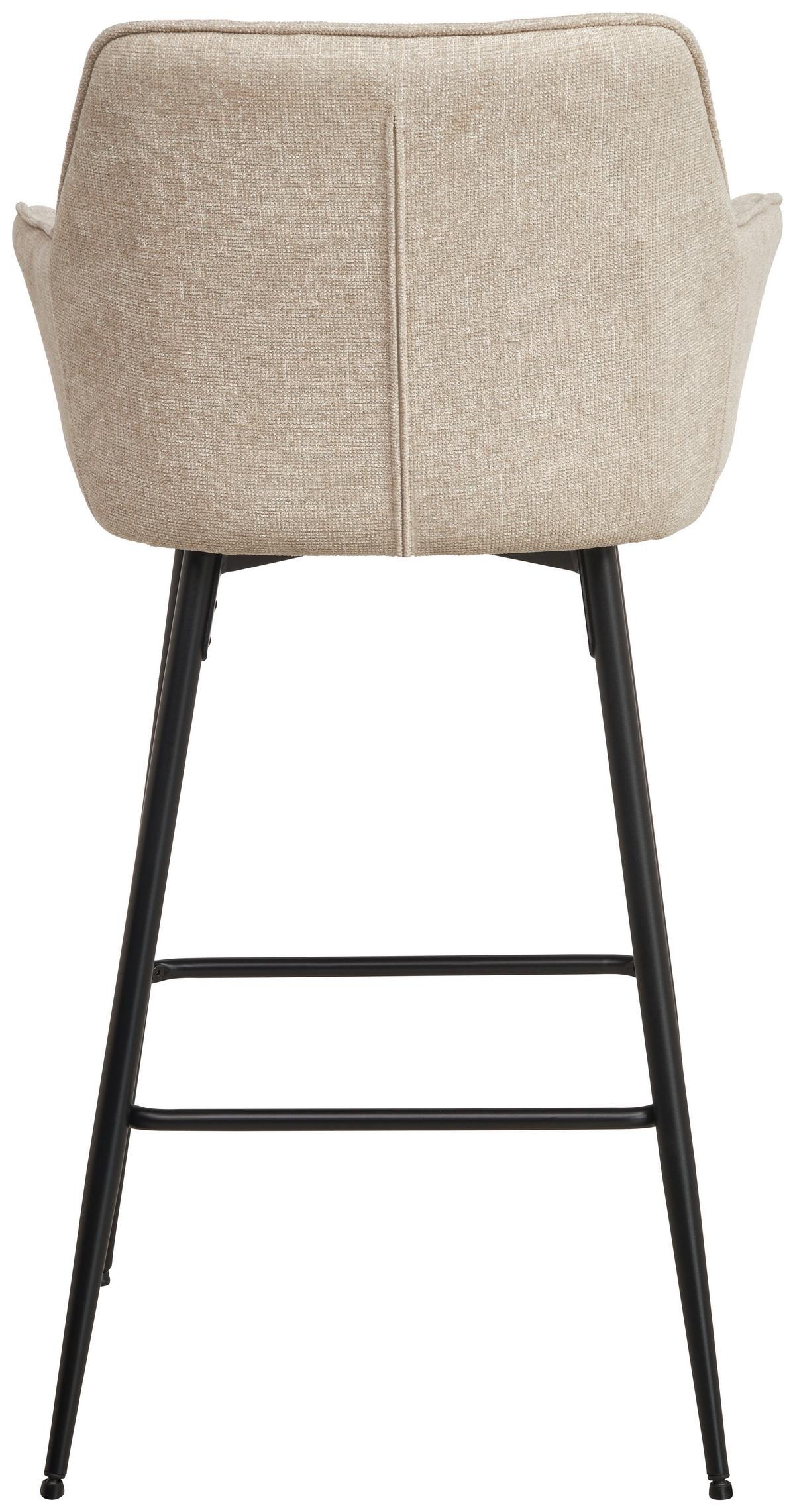 Barhocker Pim Mit Armlehne Leinenoptik Beige, B: 57 Cm - Beige/Schwarz, KONVENTIONELL, Holz/Textil (57/105/57cm) - MID.YOU