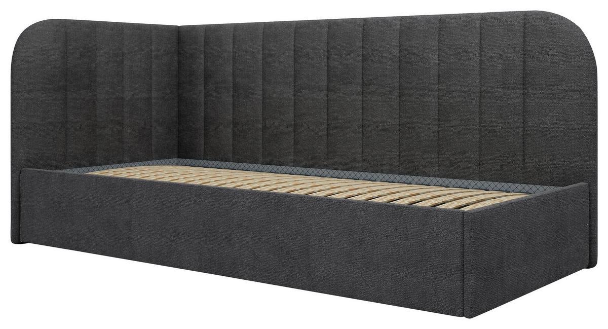 Polsterbett Millow Links Dunkelgrau Lf: 90x200 Cm - Dunkelgrau/Schwarz, MODERN, Holz/Holzwerkstoff (90/200cm) - MID.YOU