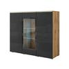 Highboard 120cm Vera Schwarz/Wotan Eiche - Schwarz Hochglanz/Eiche Wotan, Trend, Glas/Holzwerkstoff (120/103,3/39,5cm) - P & B