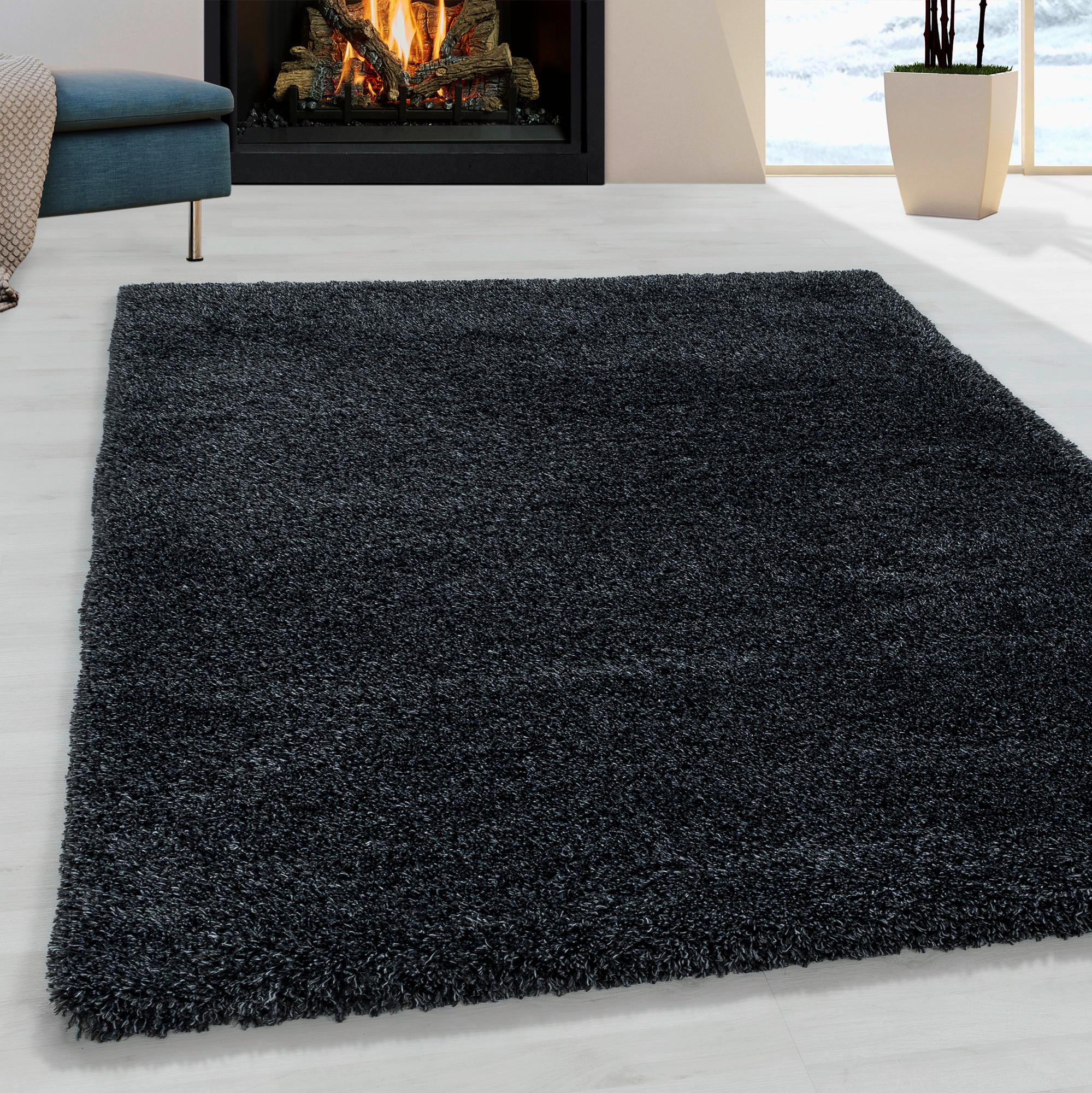 Hochflor Teppich Anthrazit Naturfaser Fluffy 60x110 cm - Anthrazit, Basics, Textil (60/110cm)