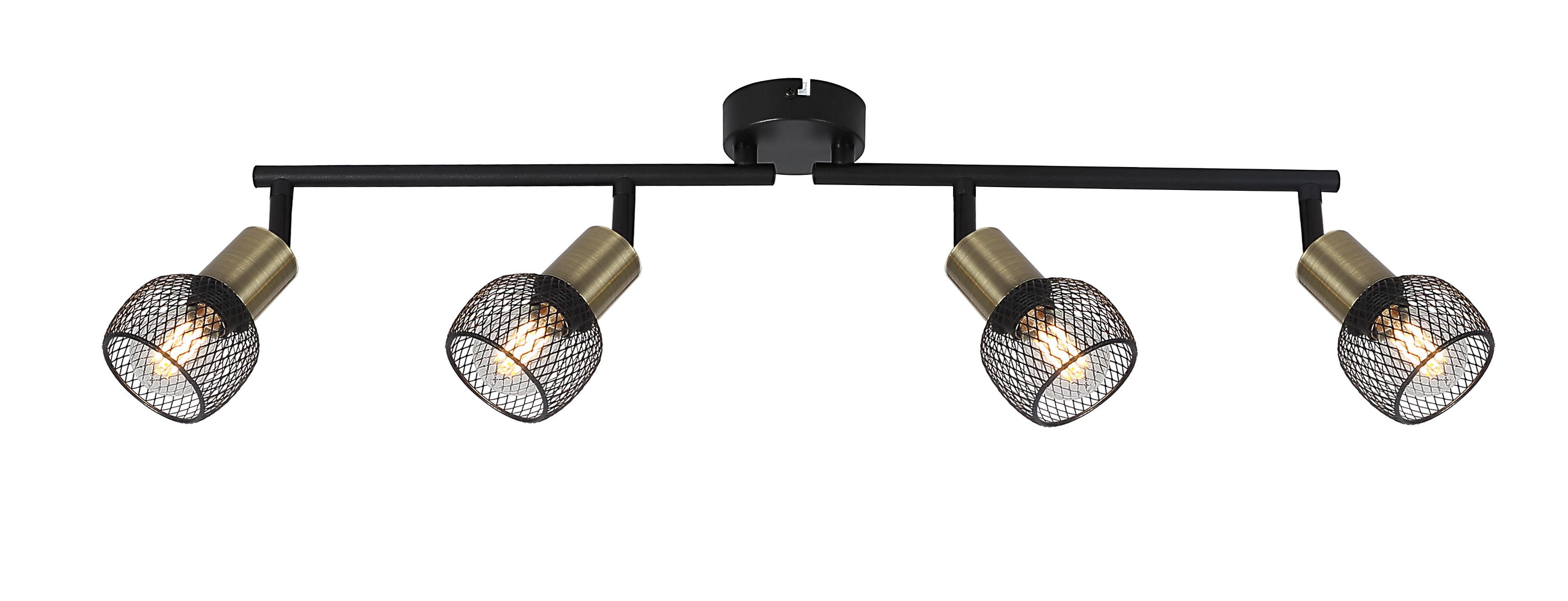 Strahler Fiastra 4-Flammig verstellbar L: 60 cm - Schwarz, Basics, Metall (60/8/15cm) - Globo
