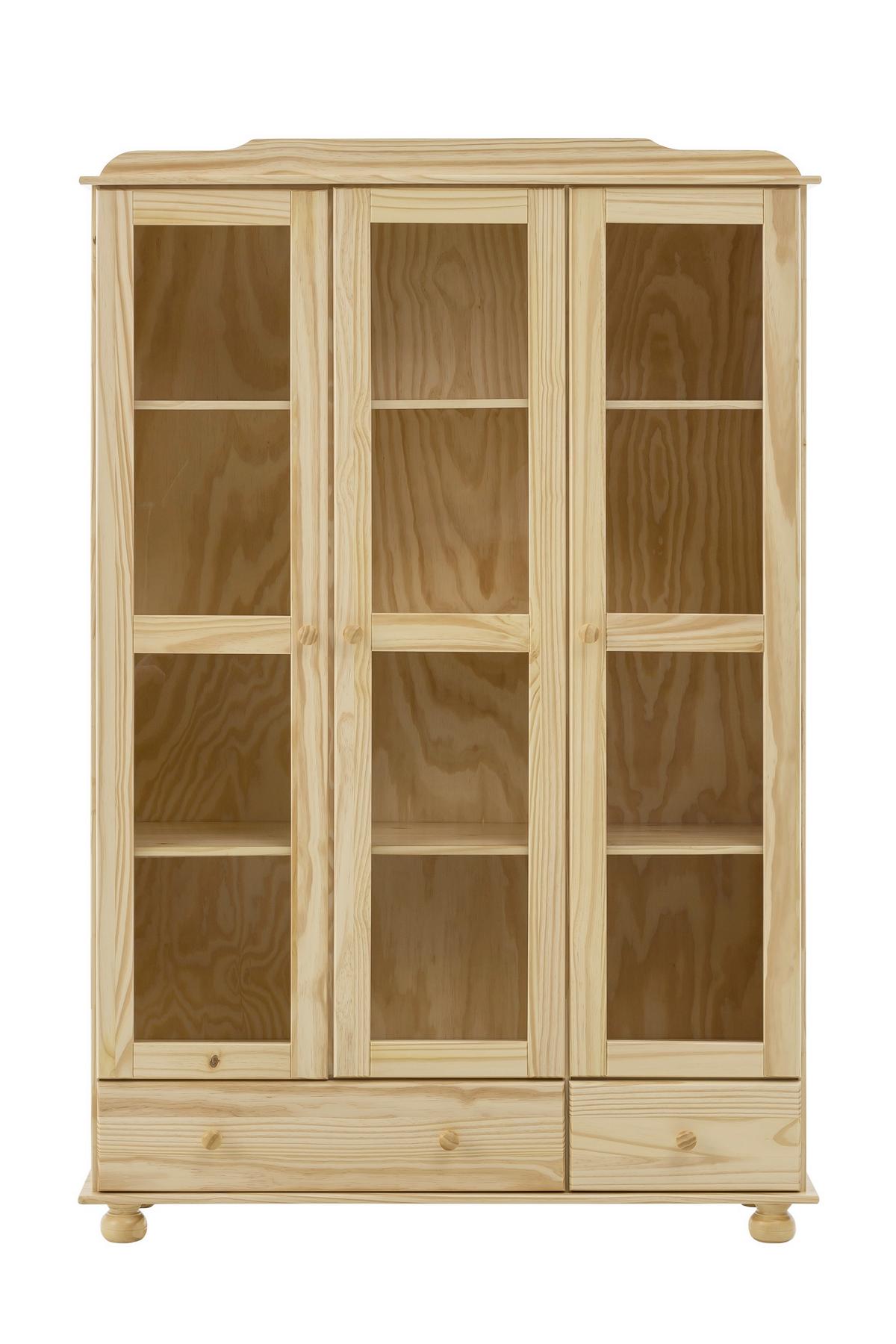 Vitrine Naturfarben B: 126cm - Klar/Naturfarben, Natur, Glas/Holz (126/189/35cm) - Livetastic