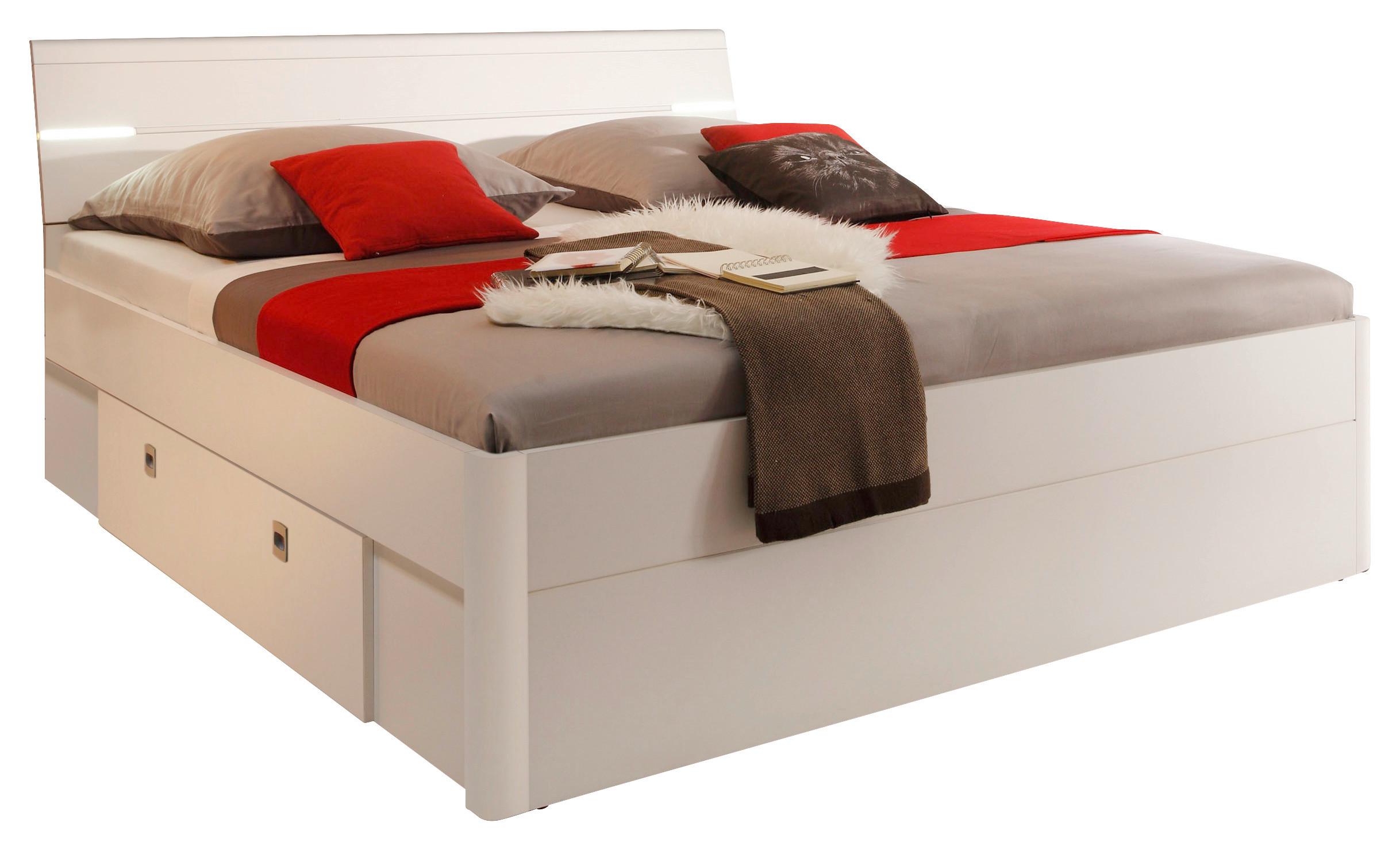 Doppelbett mit Bettladen + Led 140x200 Mars, Weiß